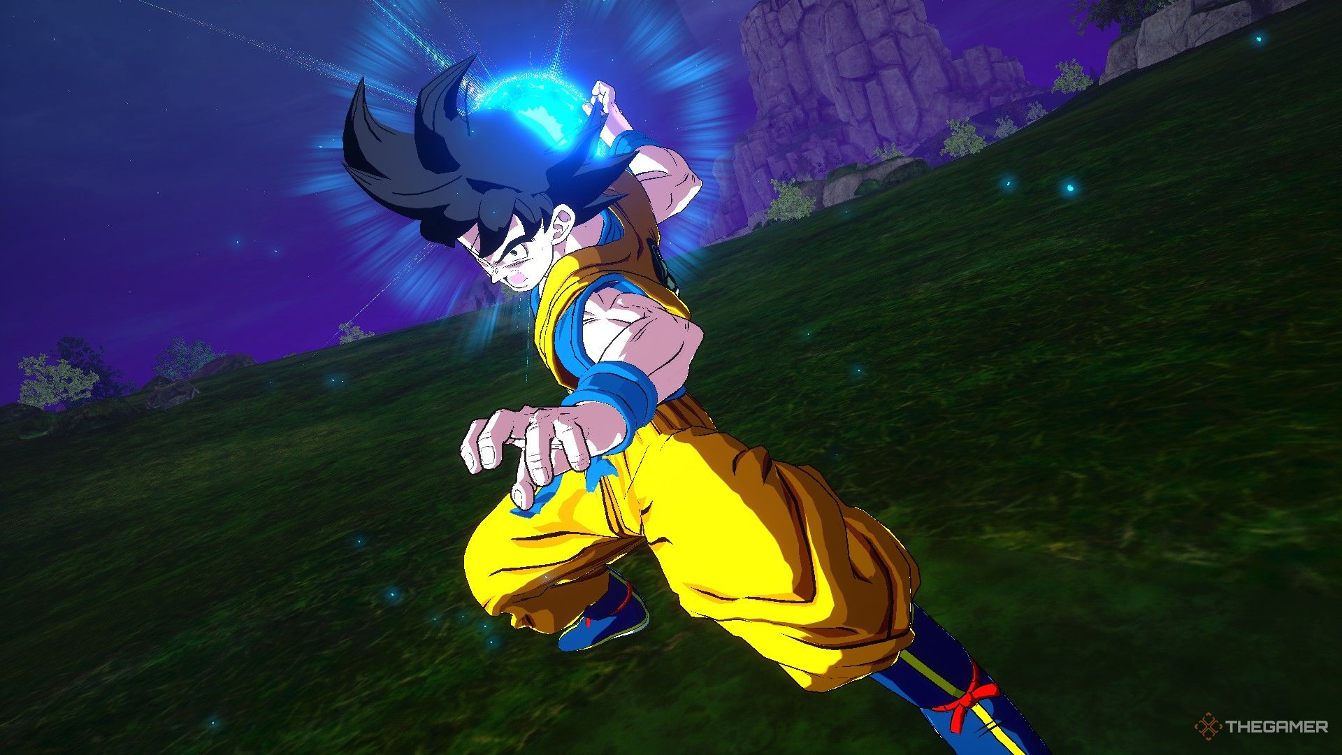 Dragon Ball Sparking Zero image showing Goku preping his Spirit Bomb.