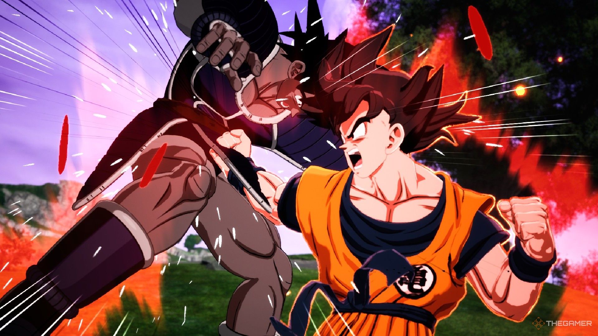 Dragon Ball Sparking Zero image showing Goku punching Turles.