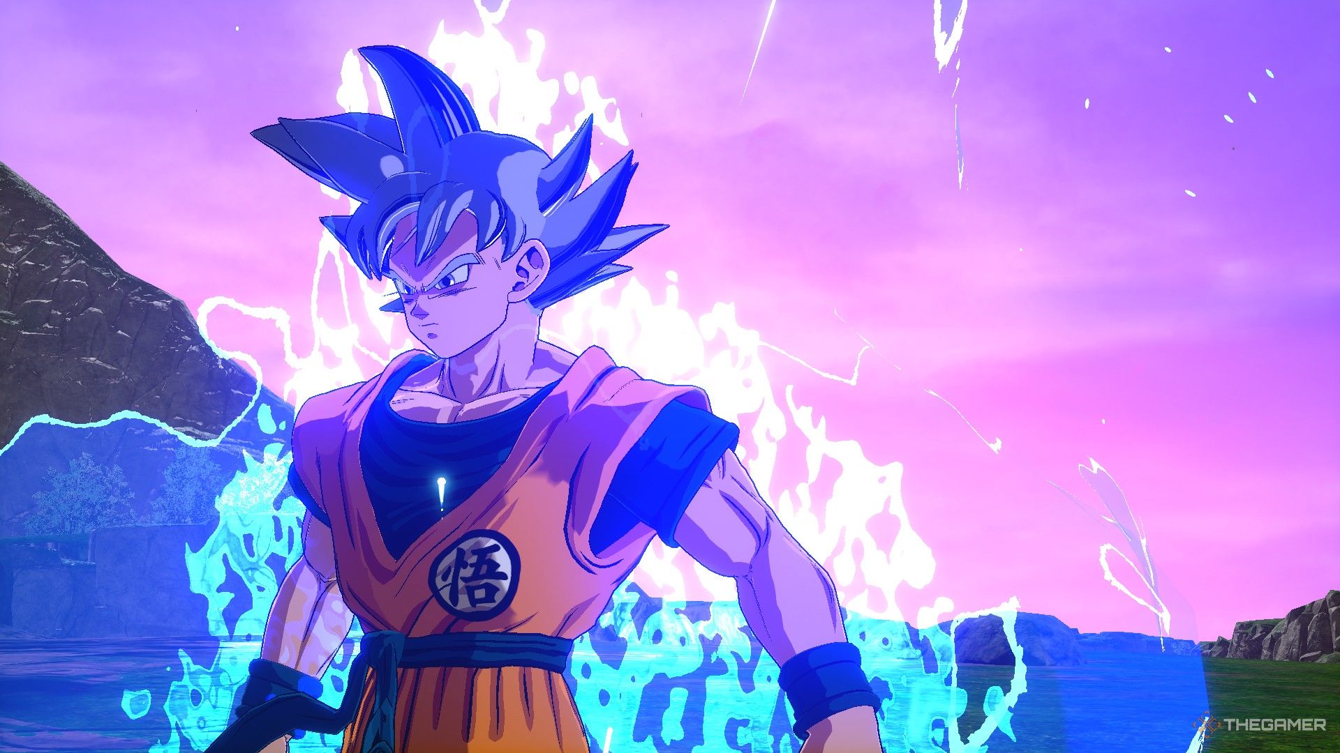 Dragon Ball Sparking Zero image showing Goku ultra instinct moving to the side.