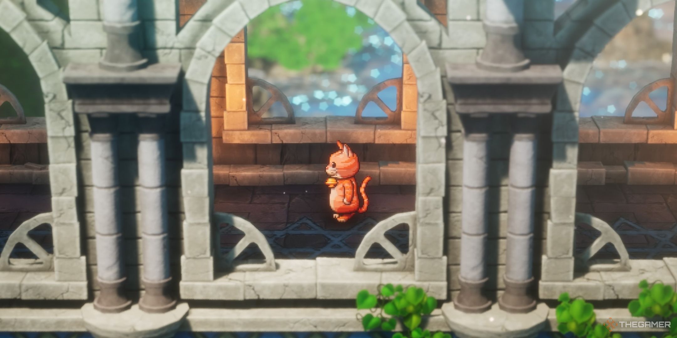 DRAGON QUEST III HD-2D Remake the hero in a cat suit as they enter Gaia&rsquo;s Navel by themselves.