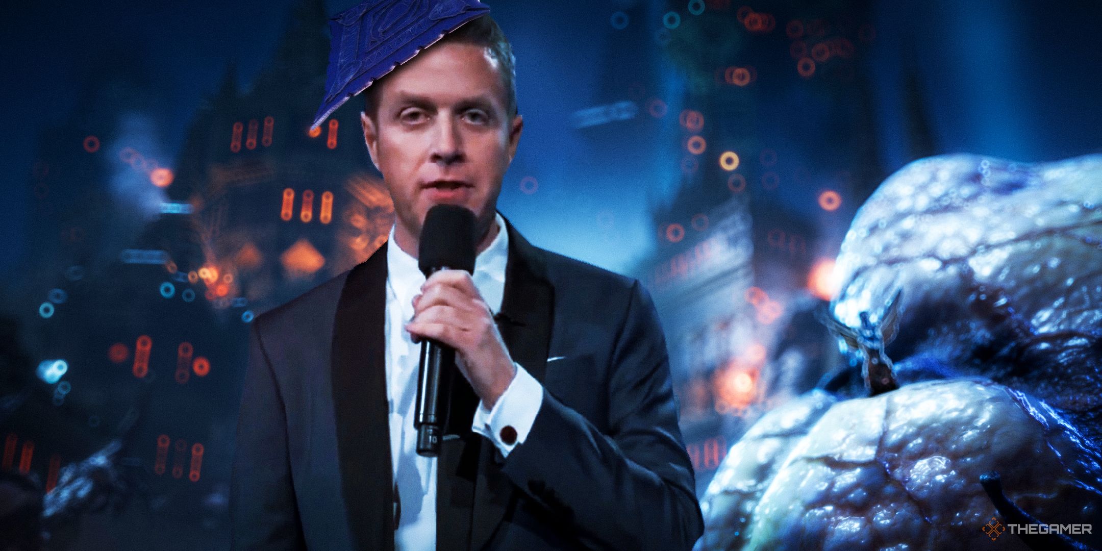 Geoff Keighley presenting TGA from the ruins of Dock Town.