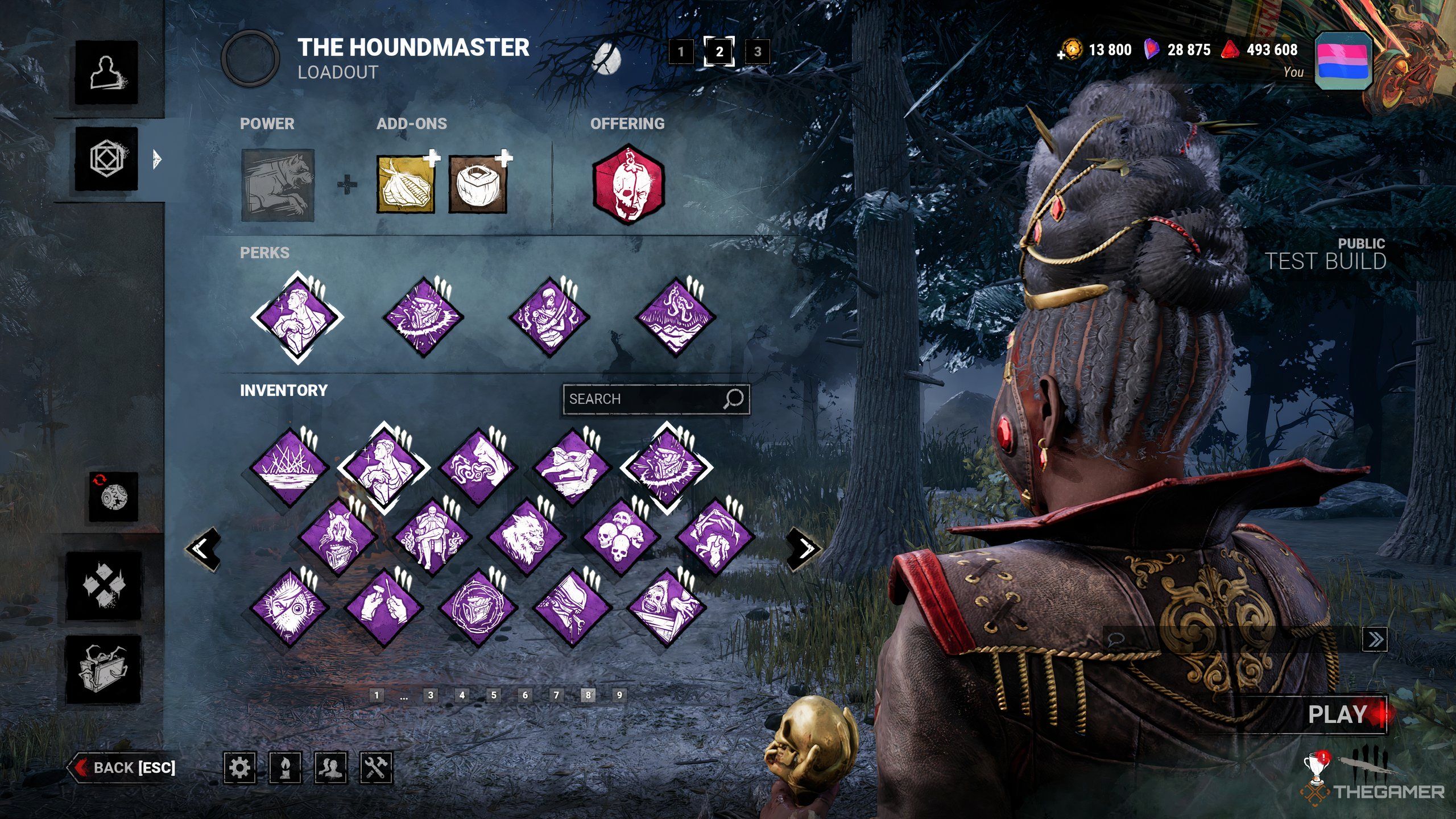 A featured build for The Houndmaster in Dead by Daylight.