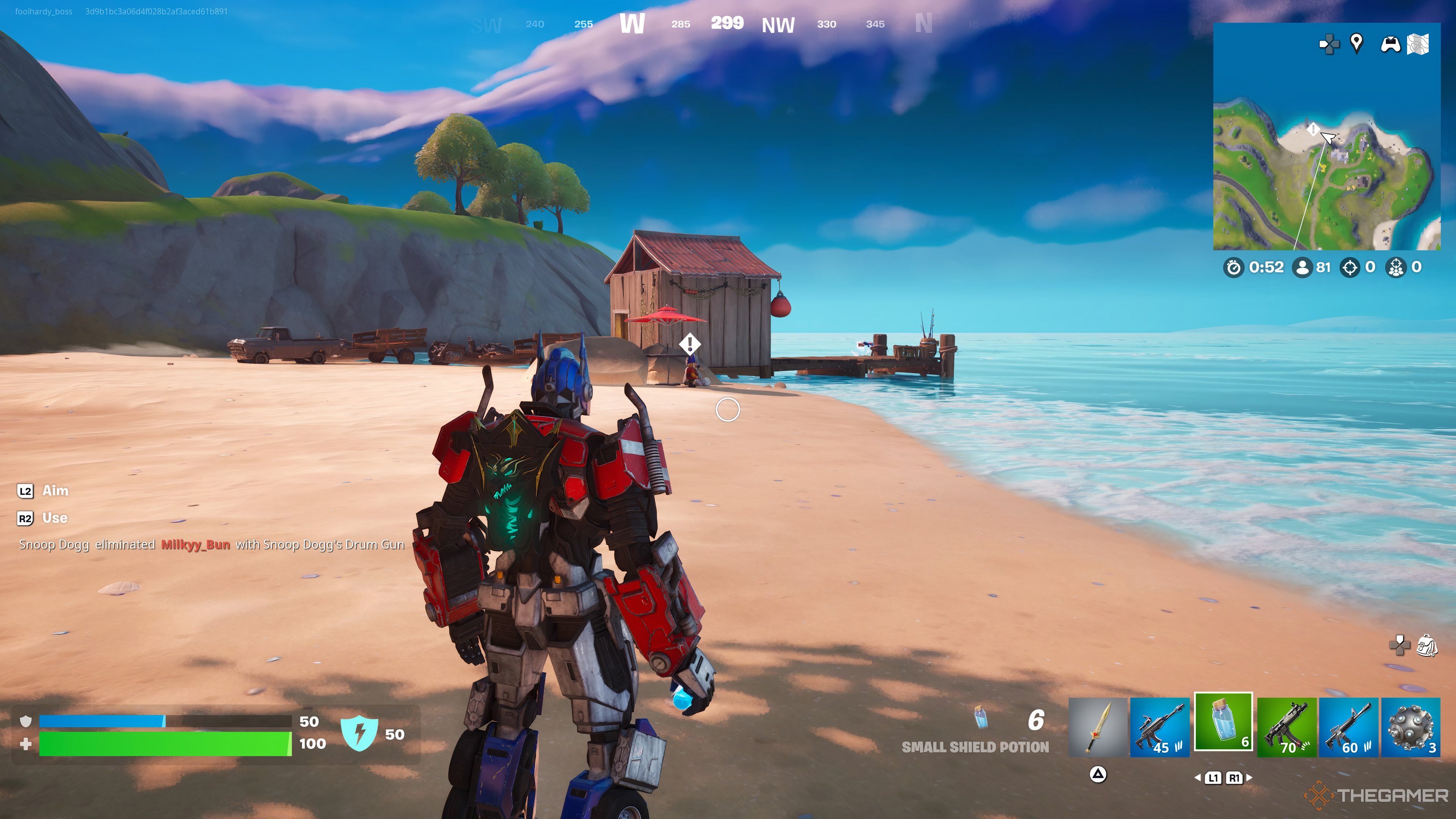 تصویری از یک ساحل از Fortnite Chapter 2 Remix. 