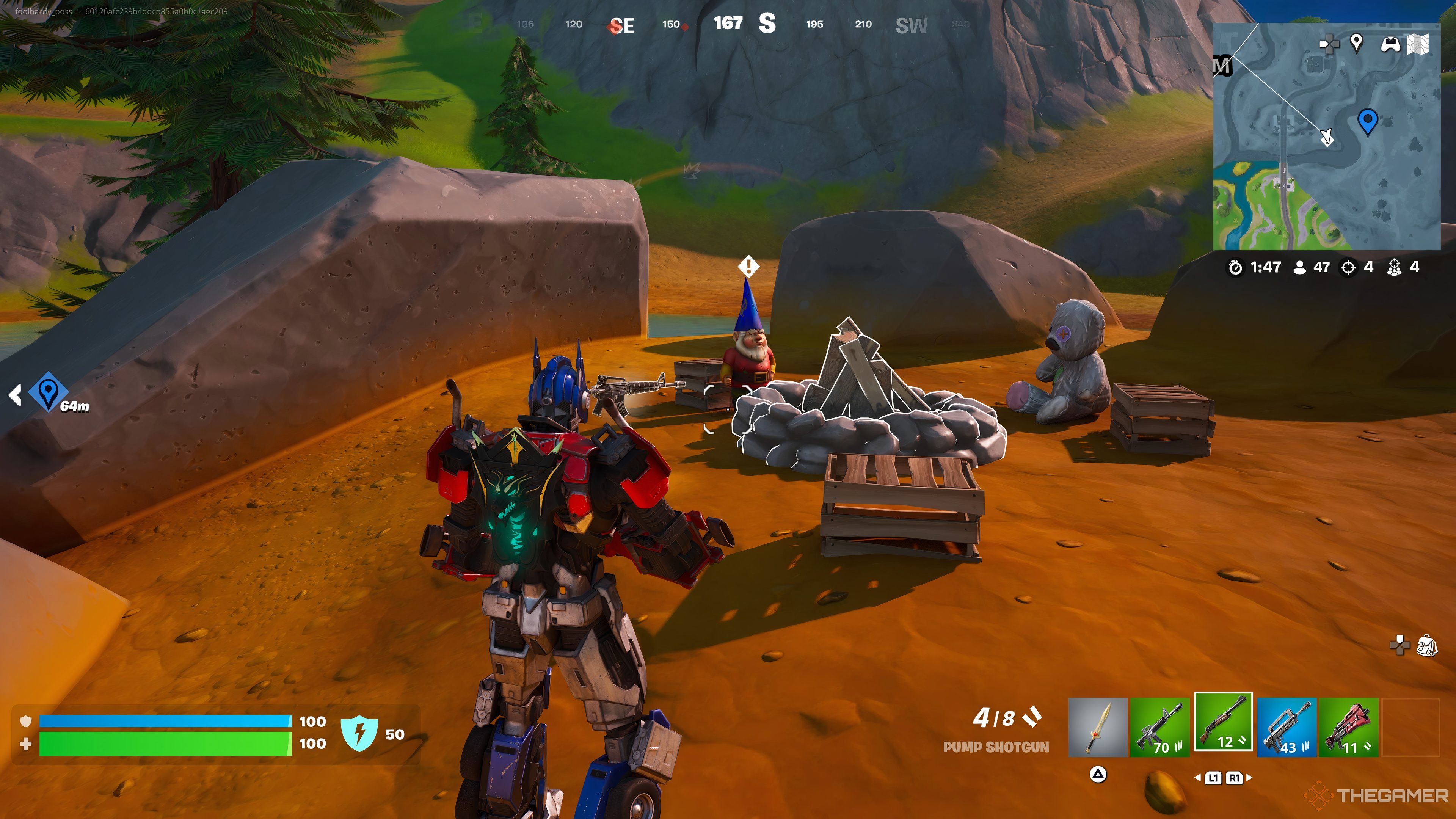 تصویری از یک گنوم پنهان در ریمیکس Fortnite Chapter 2.