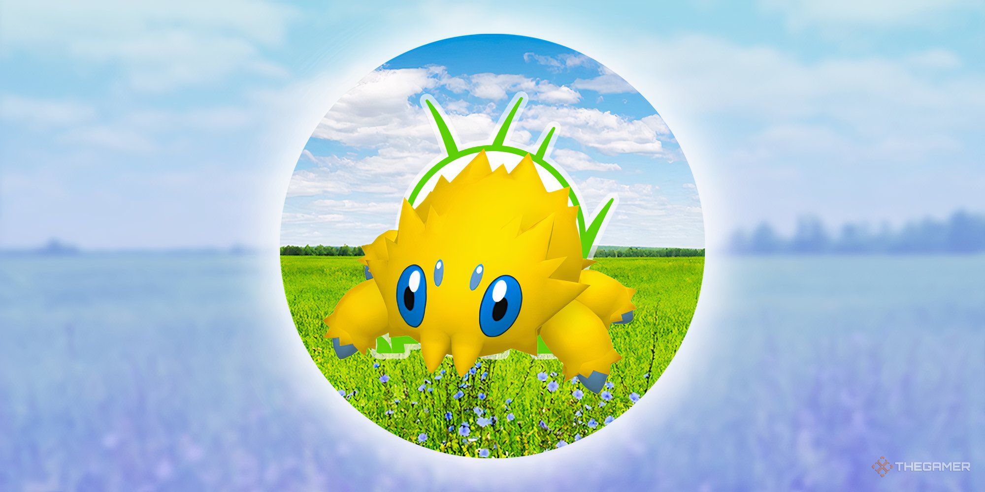 An image of Joltik with the Pokemon Go wild encounter symbol behind him.