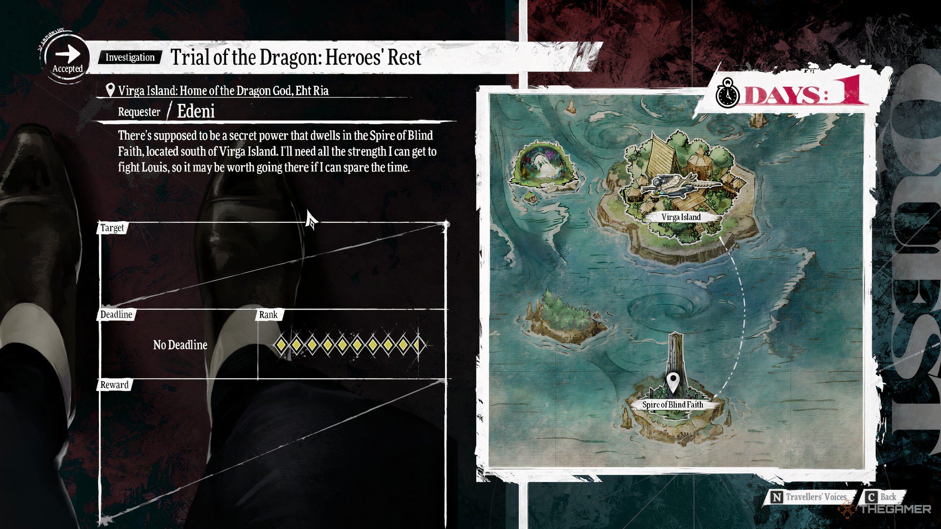 Details for the Metaphor: ReFantazio Trial of the Dragon: Heroe&rsquo;s Rest quest.