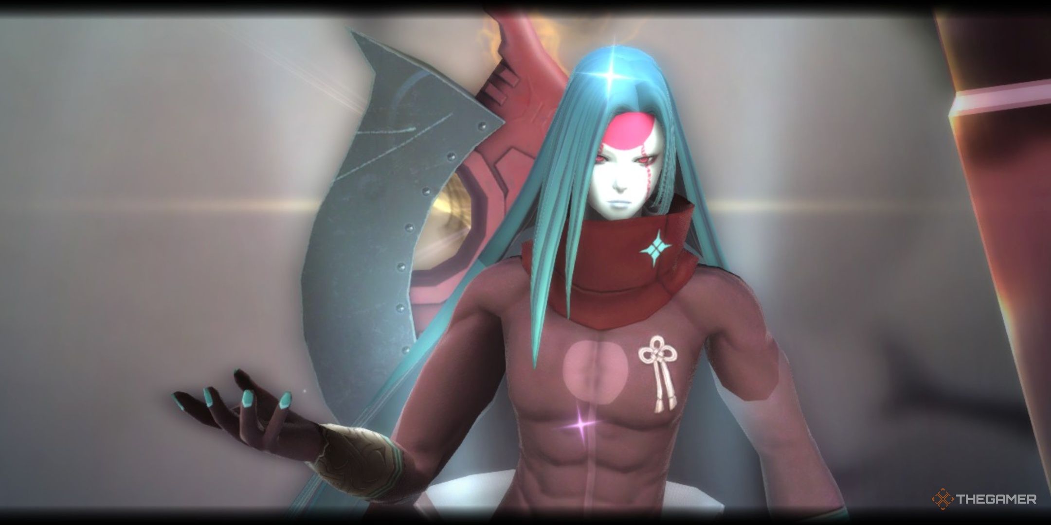 Vam holding his hand out while he sparkles in fantasian neo dimension.