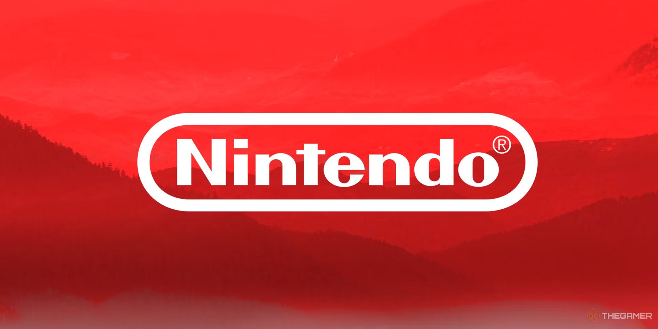 NEWS Nintendo logo over red mountains.