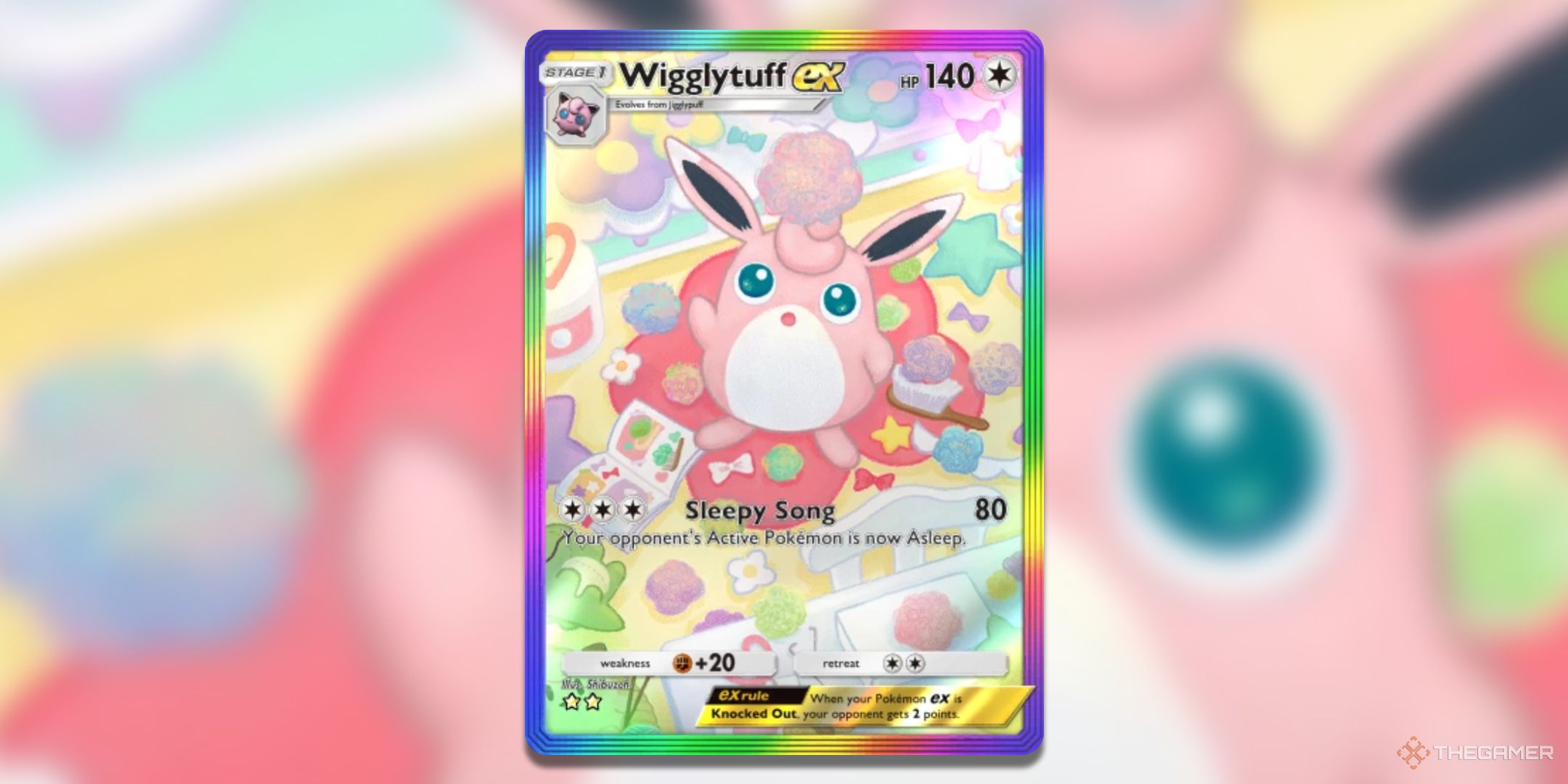 رنگین کمان مرز Wigglytuff Ex Pokemon TCG Card Card Art.