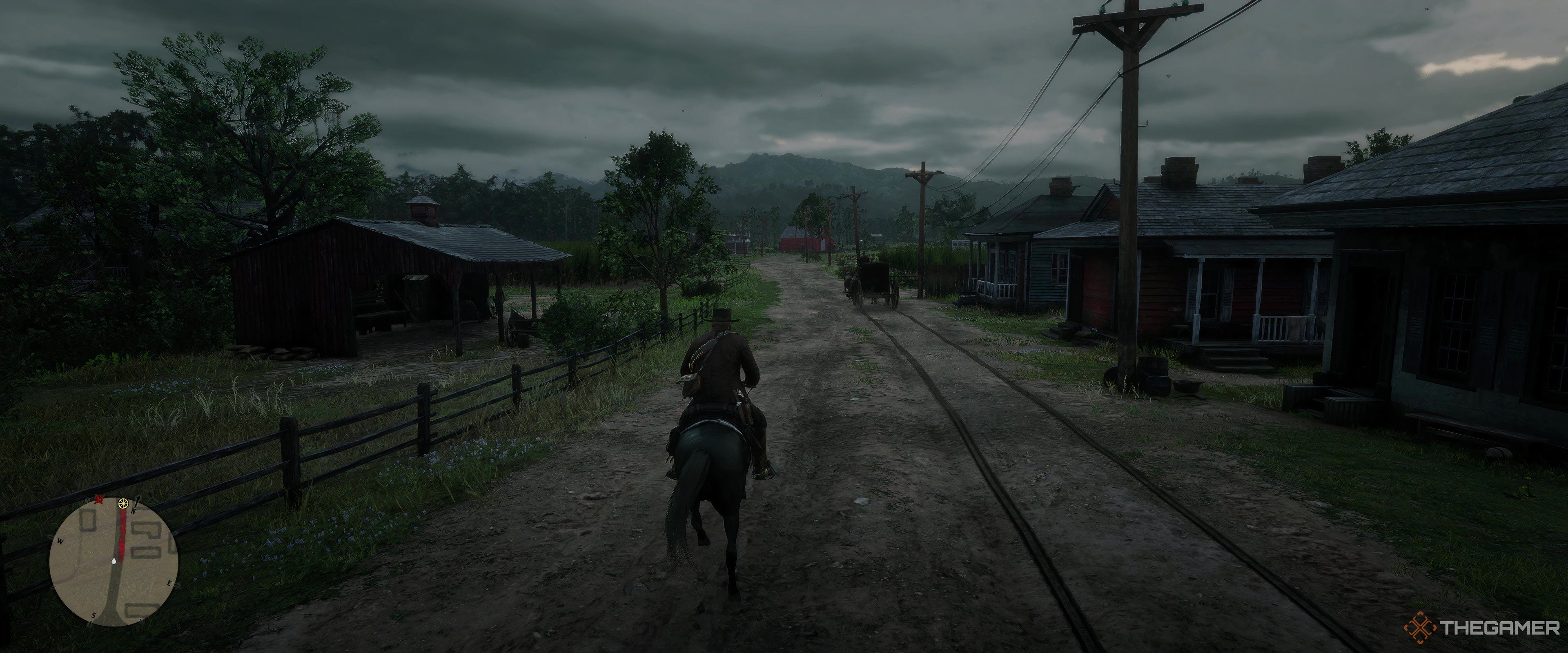 The stagecoach carrying Hector Fellowes in Red Dead Redemption 2.