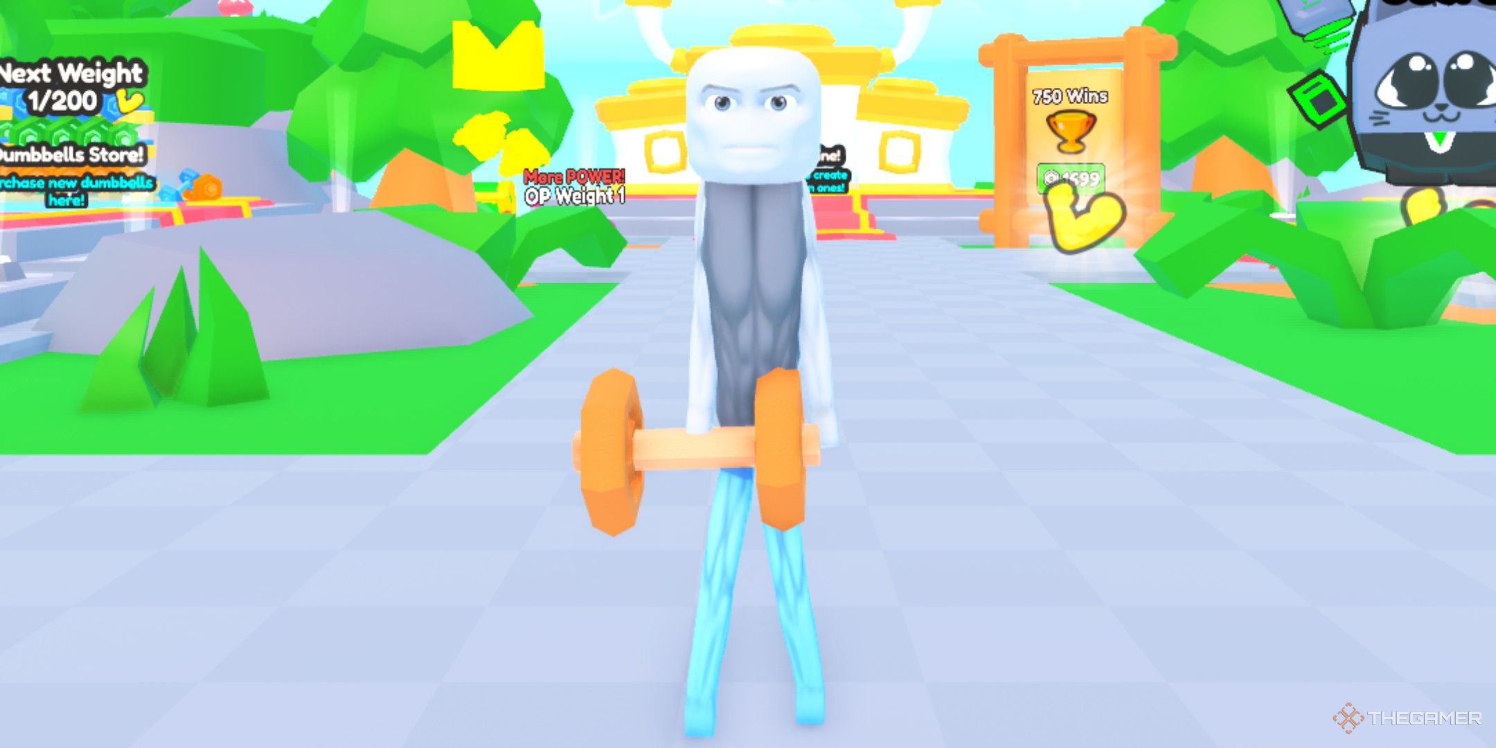 a player in Gym Showdown Simulator on Roblox