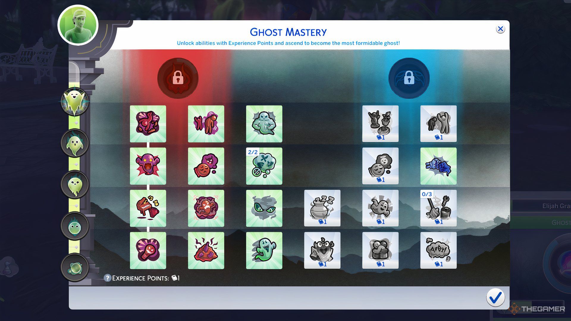 Image showing all the ghost abilties in The Sims 4 Life and Death