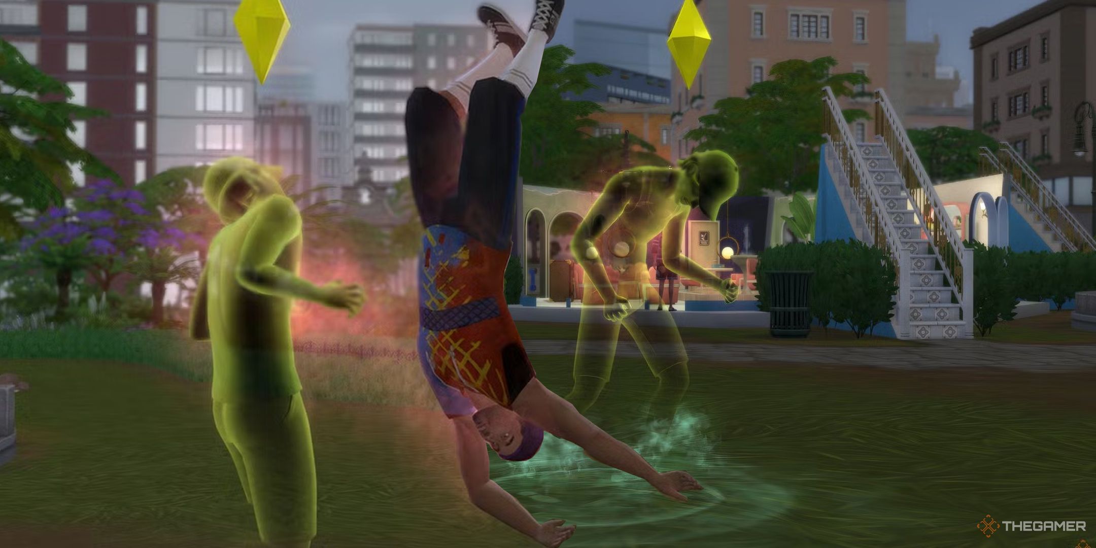 A ghost levitating a Sim in The Sims 4.