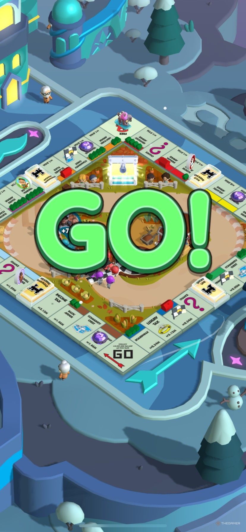 The start of a race in Harvest Racers in Monopoly Go.