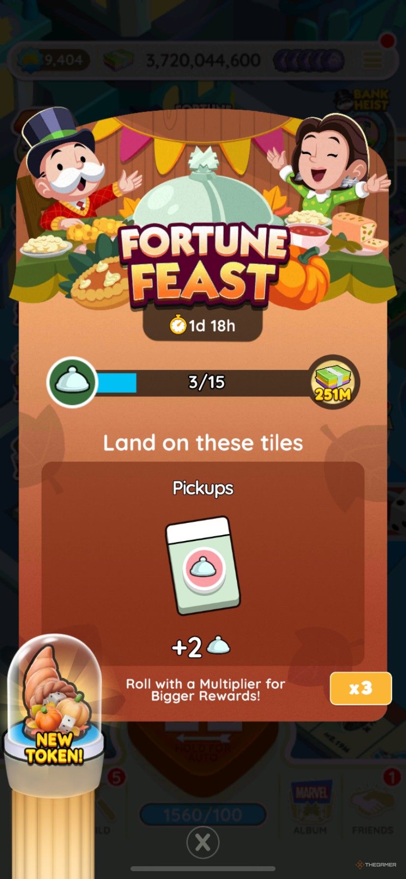The start screen for Fortune Feast in Monopoly Go.