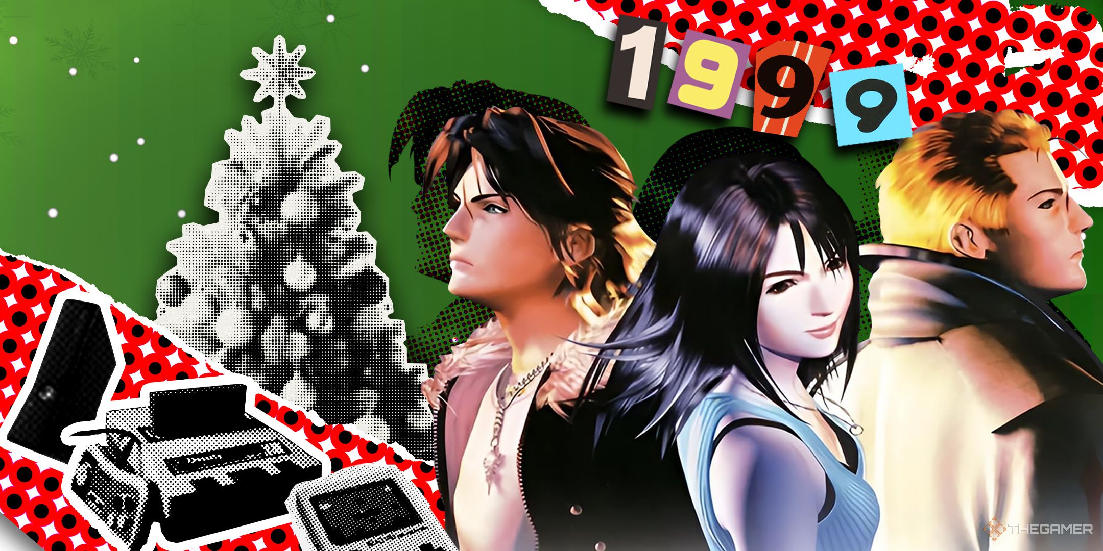 Gaming Christmas in 1999 featuring Squall, Rinoa and Seifer from Final Fantasy 8.