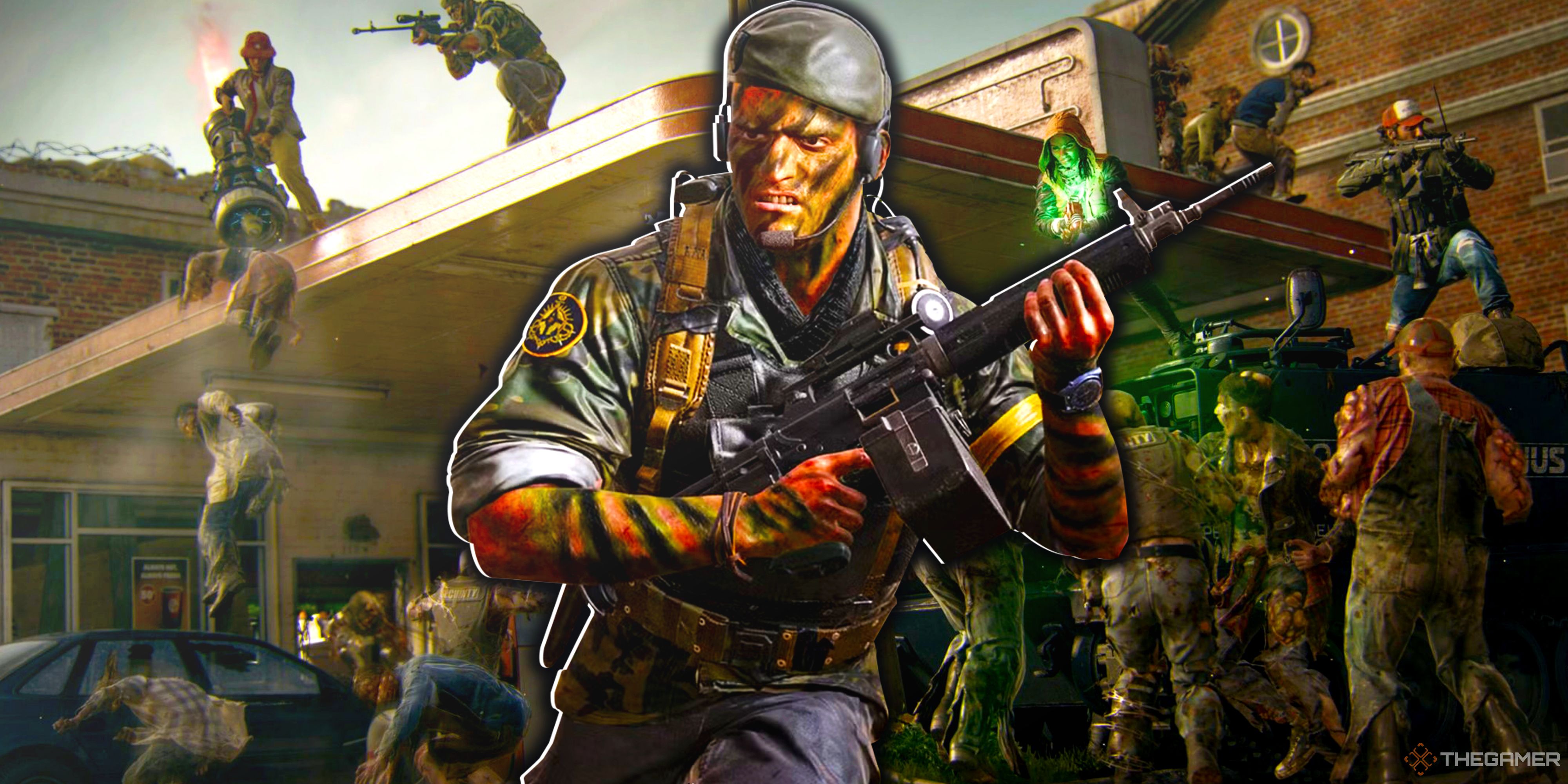 Black Ops 6 soldier and zombies.