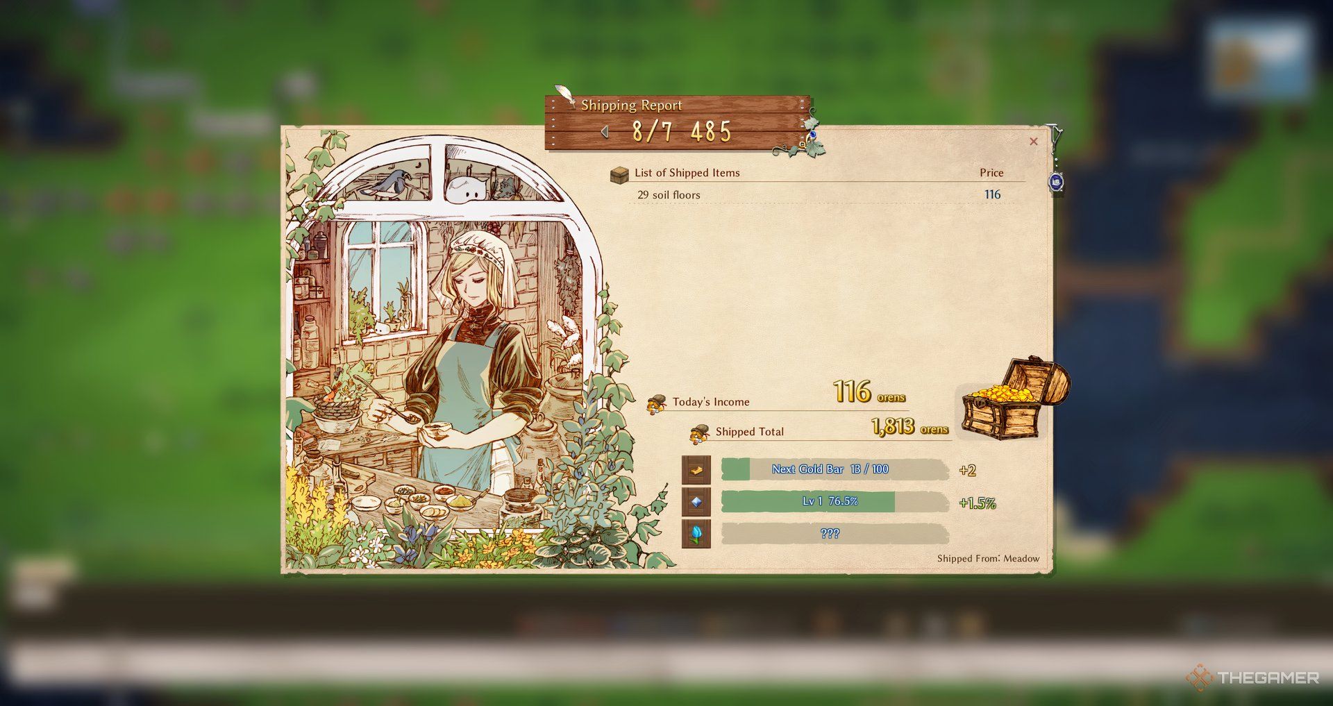 A player in Elin earns an early income by selling dirt floors through the shipping chest.