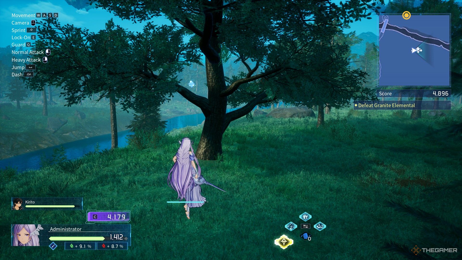The Administator finds a remnant on a tree&rsquo;s branch in Sword Art Online: Fractured Daydream.
