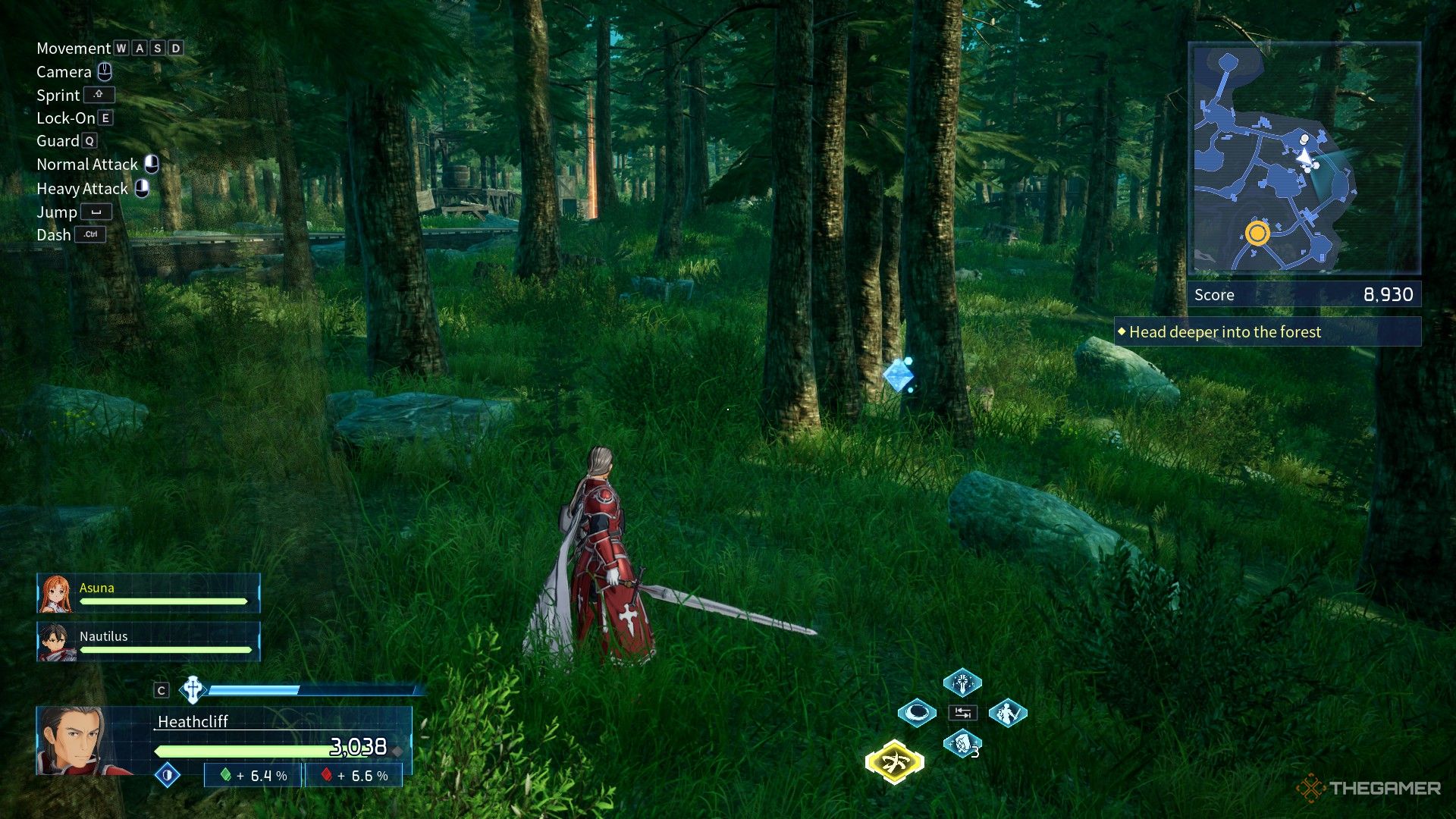 Heatcliff finds a Remnant near the trees in Sword Art Online: Fractured Daydream.
