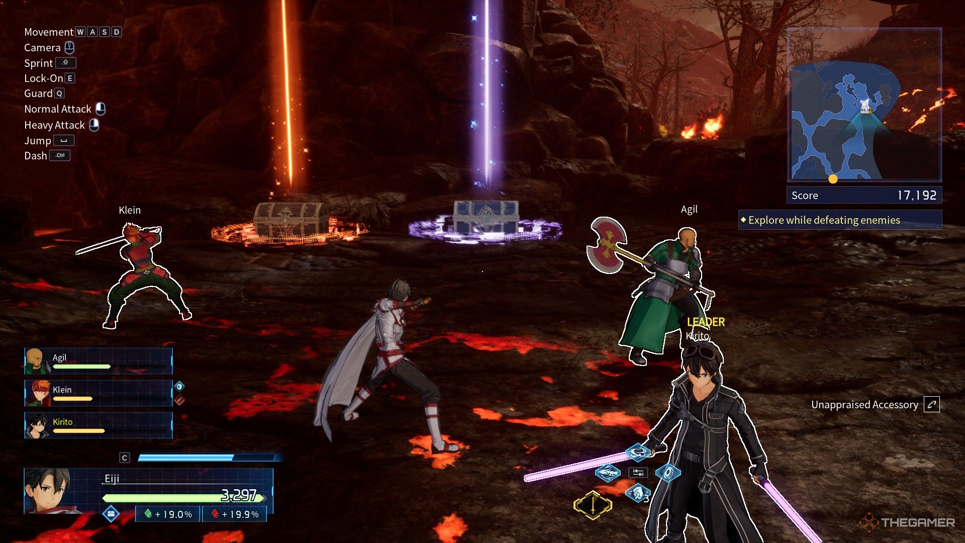 The player finds two chests on the volcanic area in Sword Art Online: Fractured Daydream.