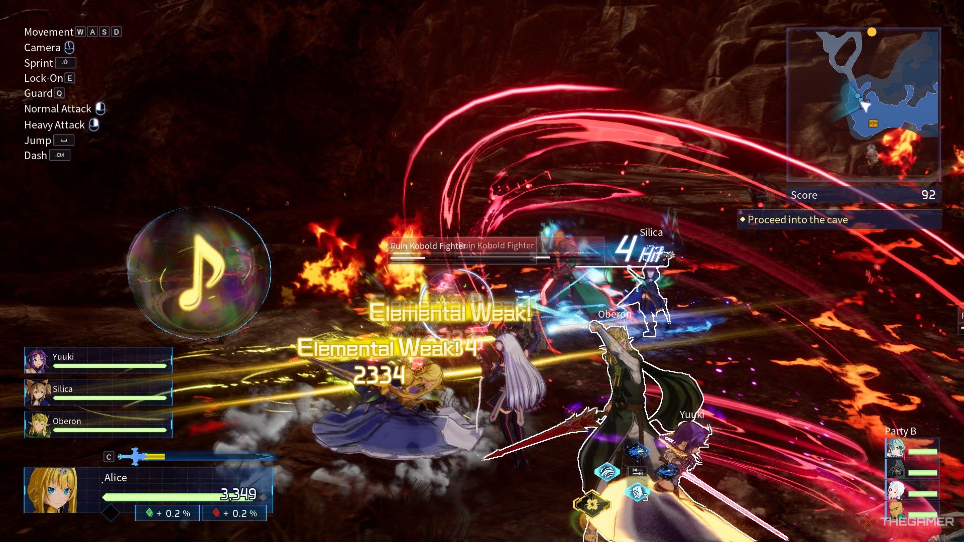 The player is using light element attack to enemies in Sword Art Online: Fractured Daydream.