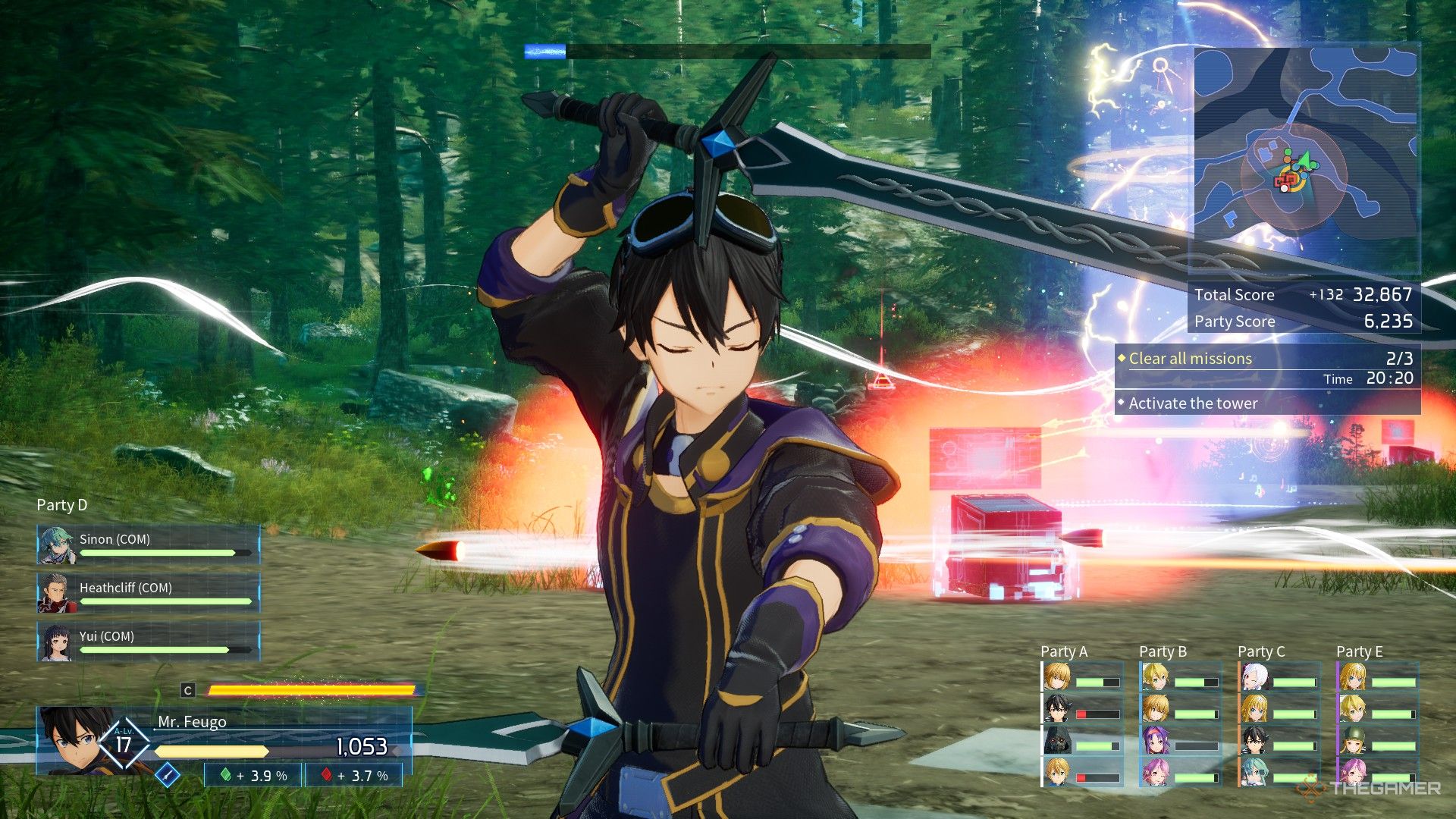 Kirito is using his awaekening power in Sword Art Online: Fractured Daydream.