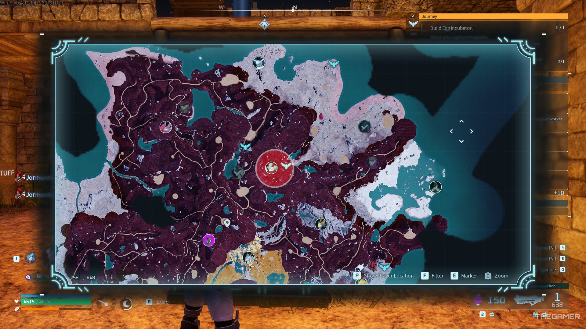 A circle shows the location of Alpha Boss Nitemary which can be found on Feybreak Island in Palworld