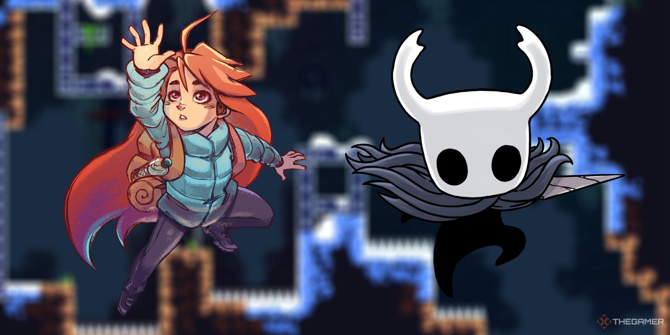 A collage of characters from games without difficulty sliders such as Celeste and the Hollow Knight.