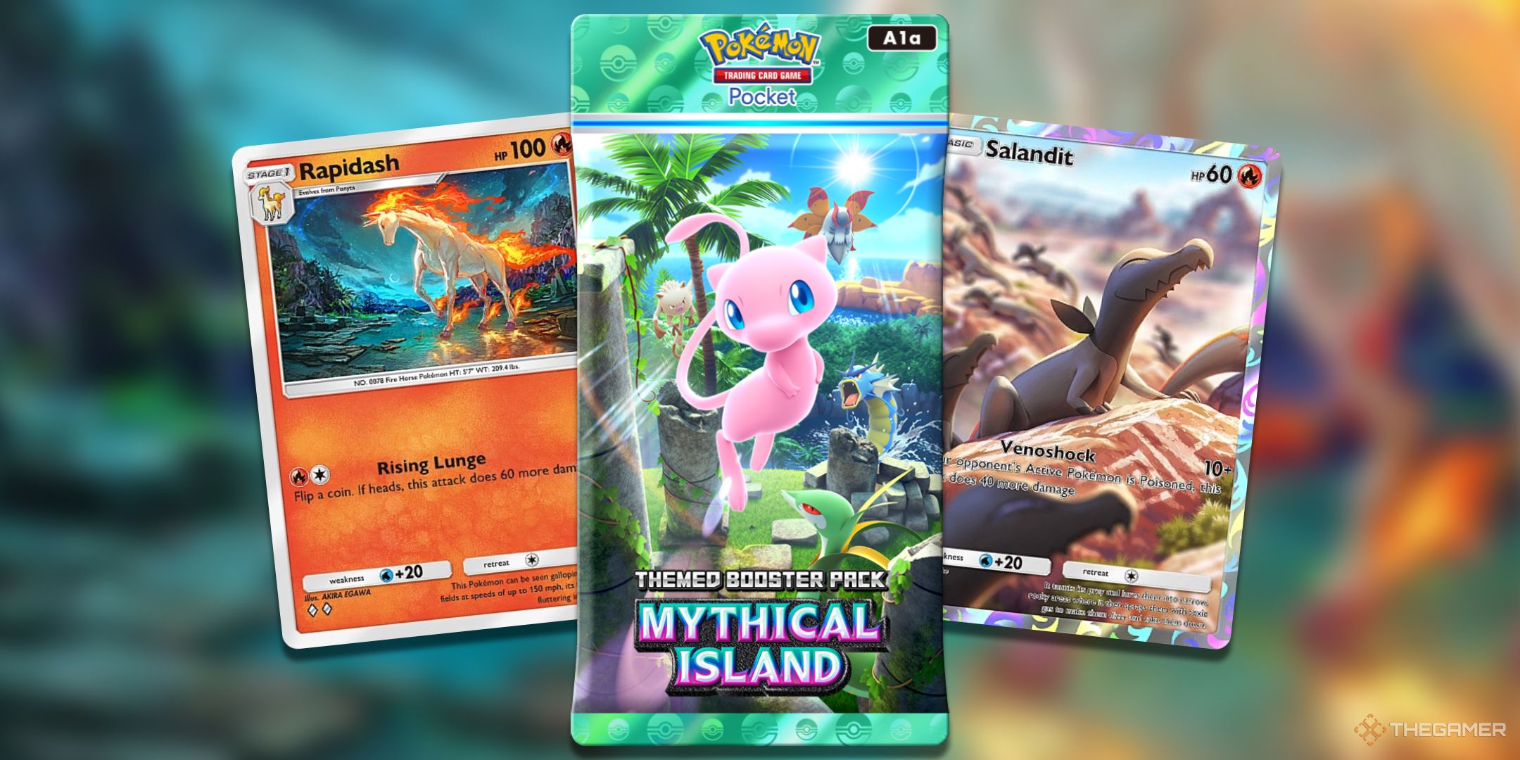 A pack of Mythical Island revealing powerful Fire Pokemon from the set in Pokemon TCG Pocket.