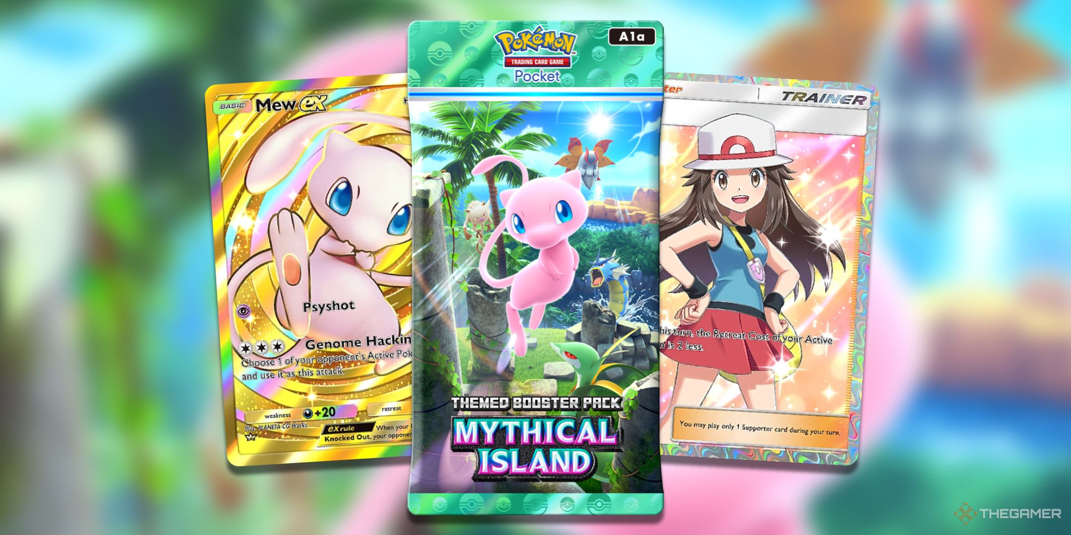 A pack of Mythical Island revealing some of the rarest cards in Pokemon TCG Pocket.