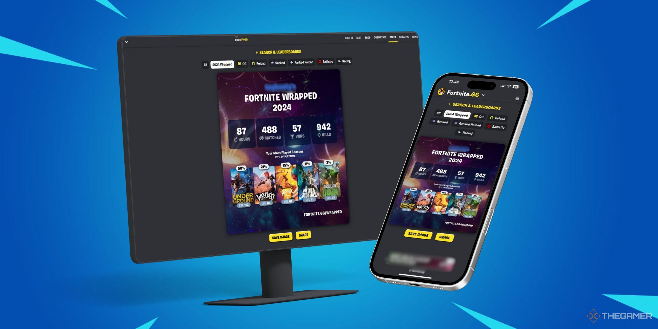 A photo of multiple devices showing 2024 Fortnite wrapped.