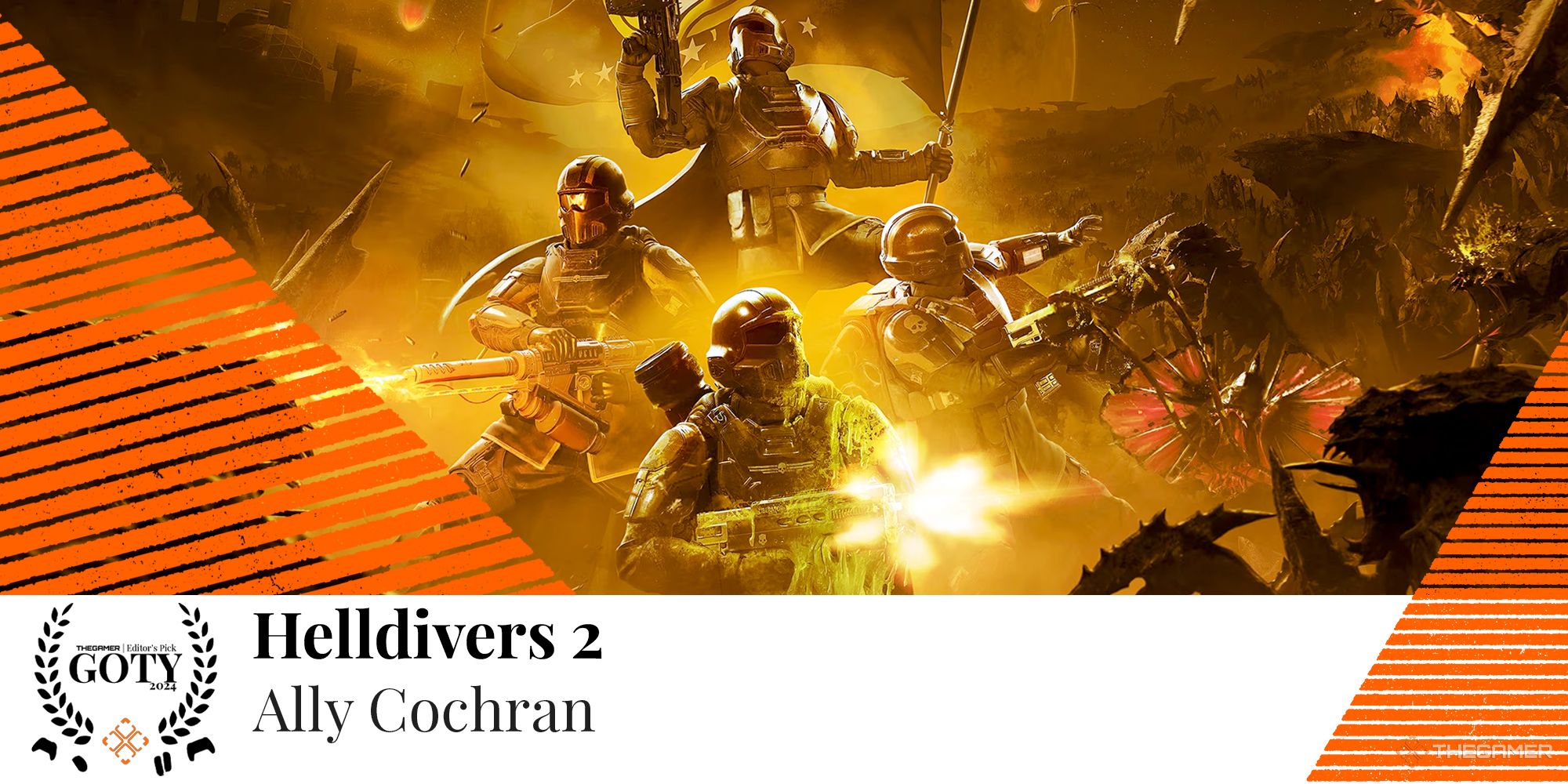 عکسی از هنر کلیدی Helldivers 2 که نشان می‌دهد چگونه GOTY از Ally Cochran است.