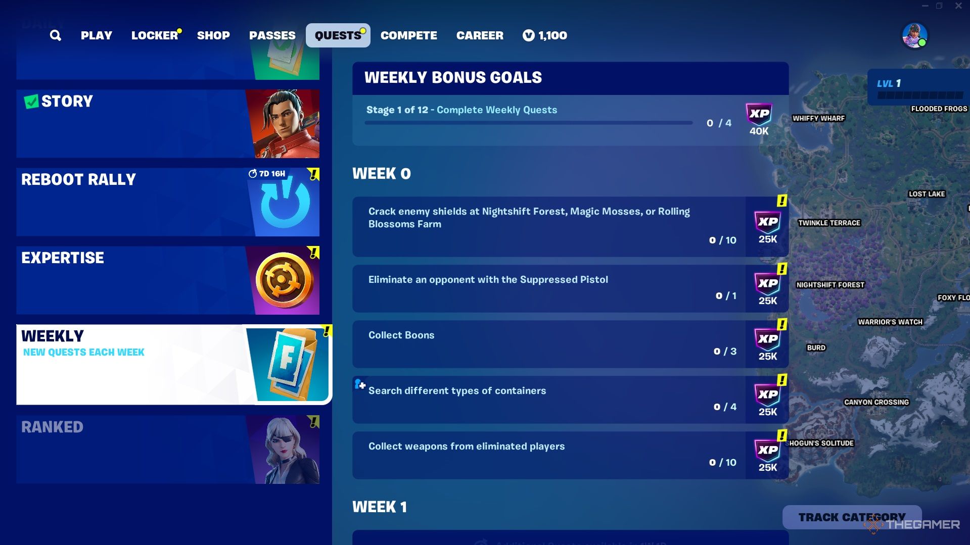 A photo of the week zero quests in Fortnite Chapter 6.