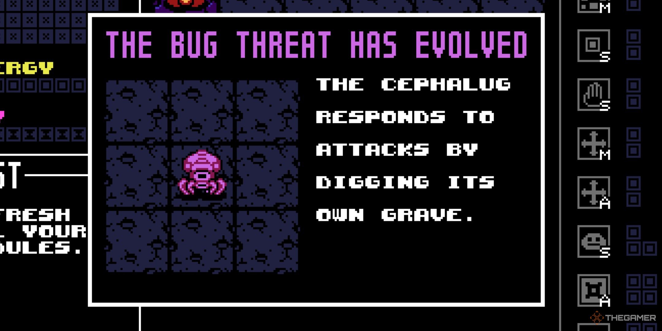 A screen that says The bug threat has evolved from Bug Hunter in UFO 50.