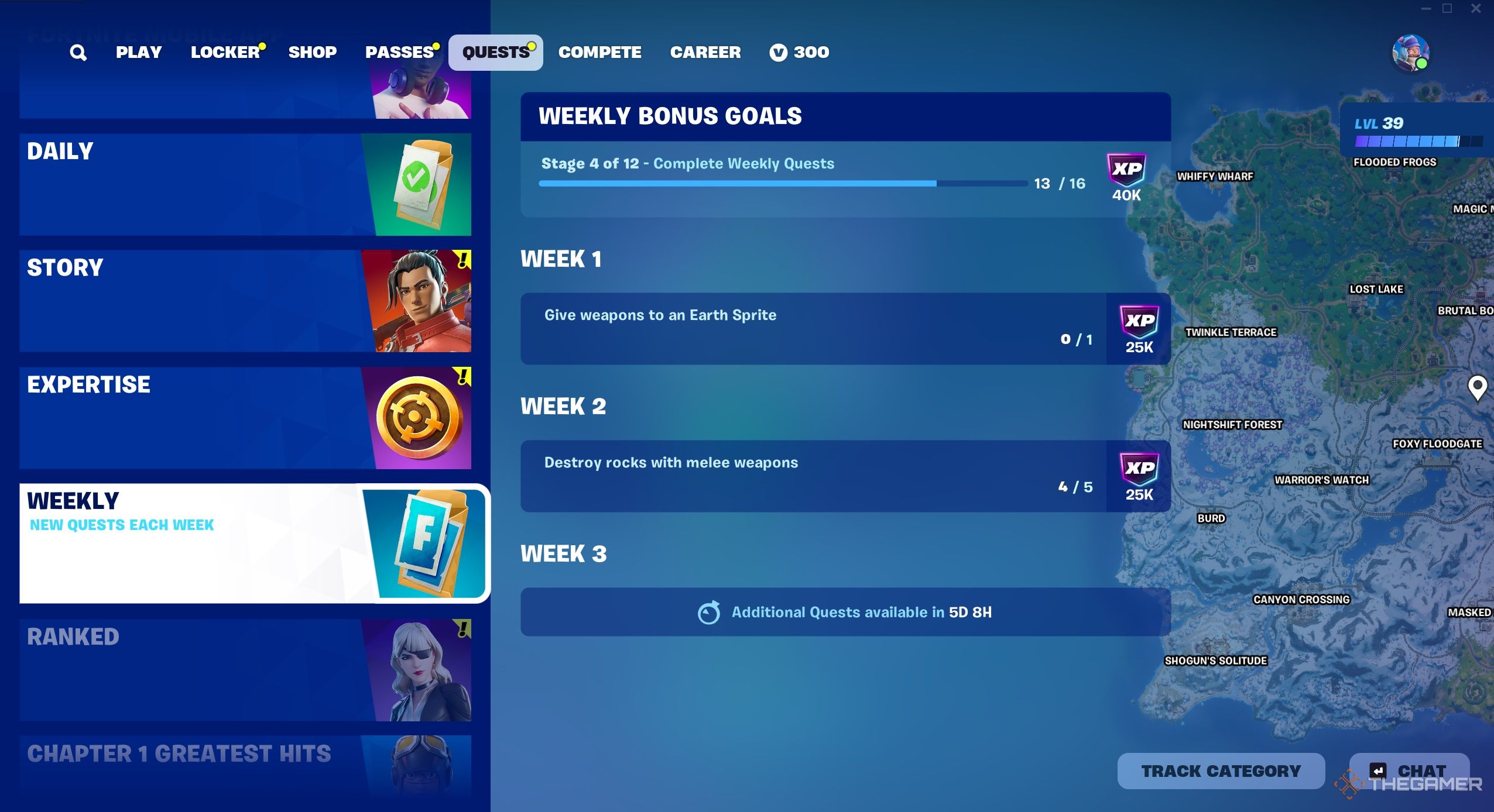 A screenshot of the Fortnite weekly quest.