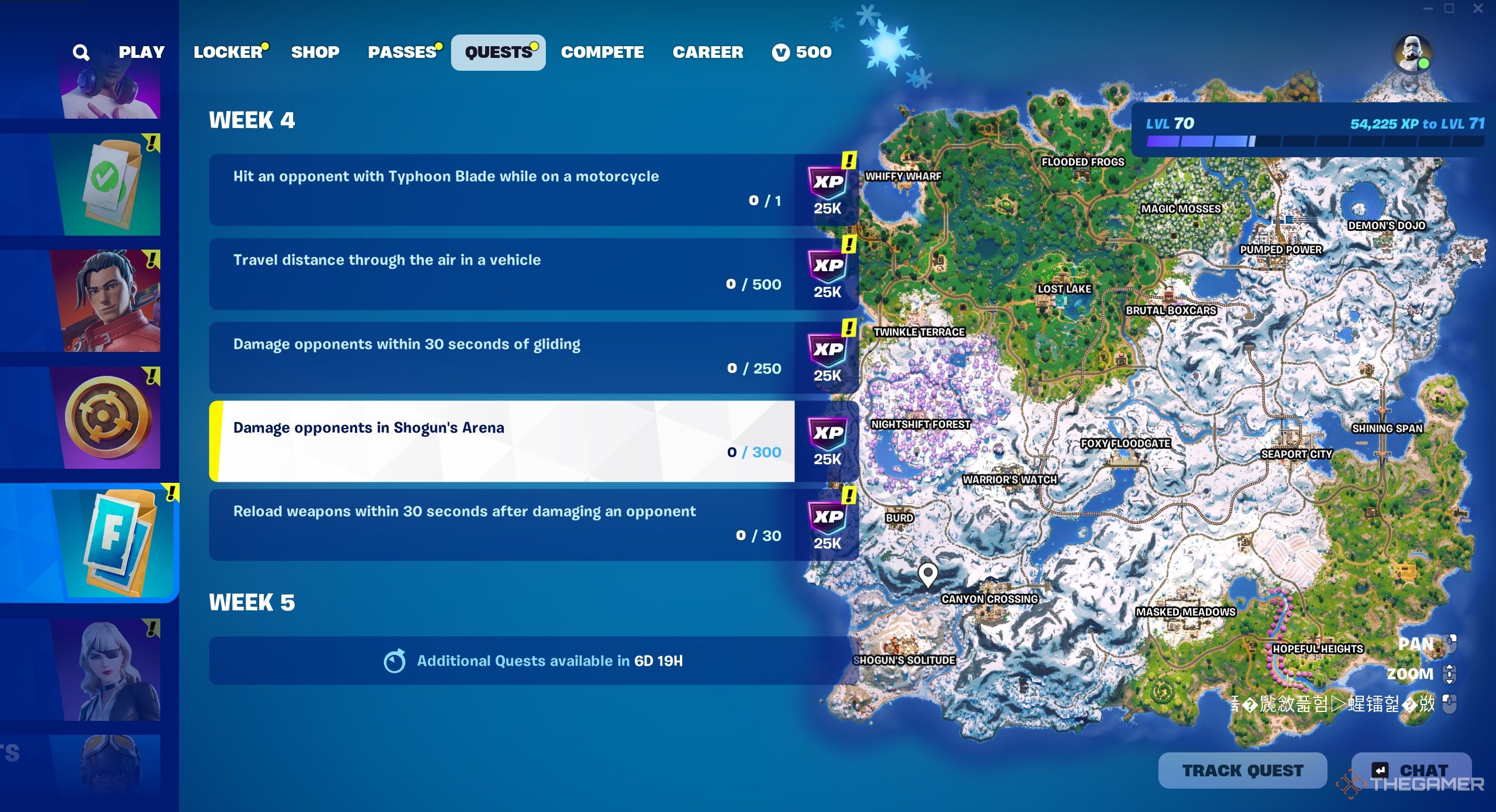 A screenshot of the Fortnite weekly quests.-1