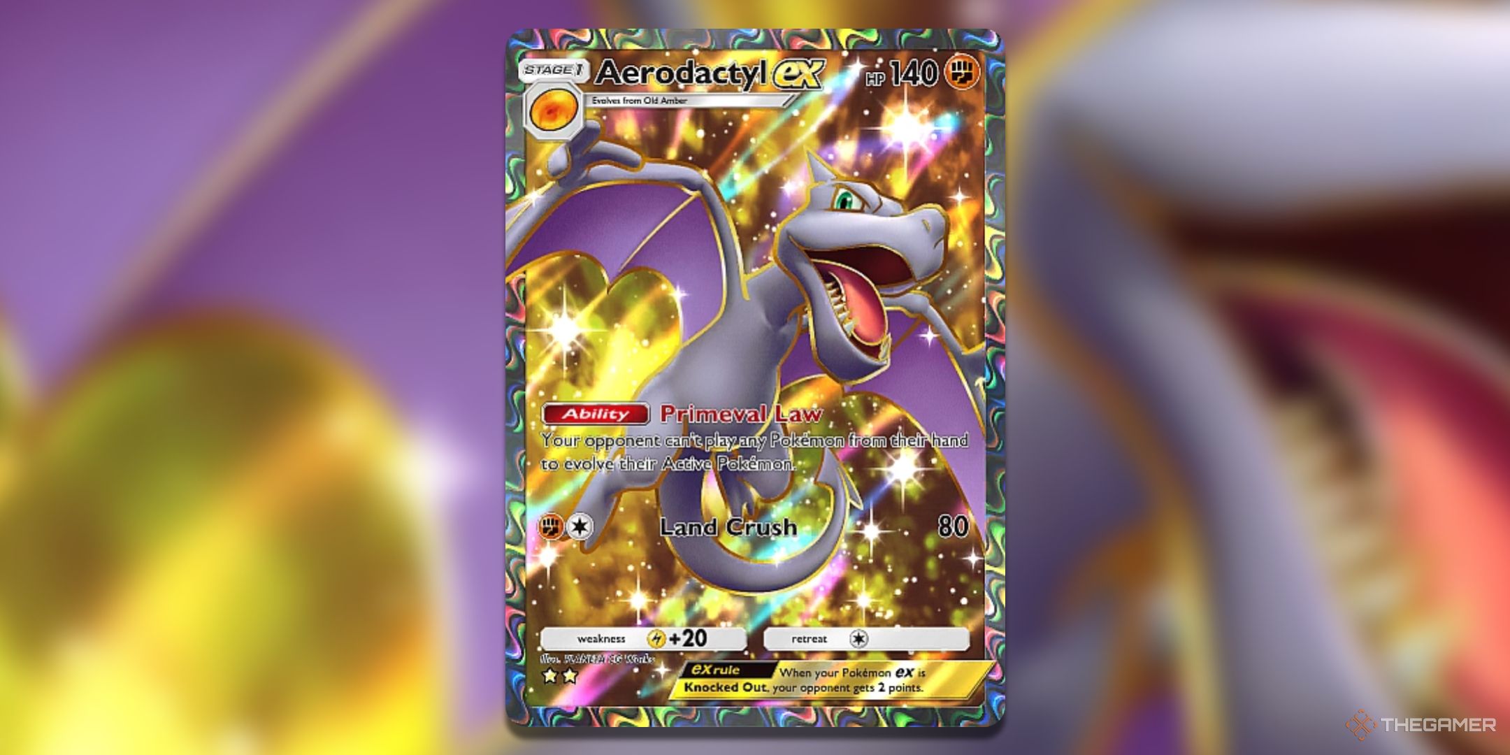 Aerodactyle ex Mythical Island Pokemon TCG Pocket Full Card Art.