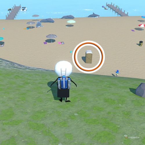 An orange circle shows the Scuba Diver costume location in Amazing Frog