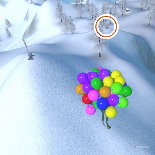 An orange circle shows the Skyrim costume location in Amazing Frog