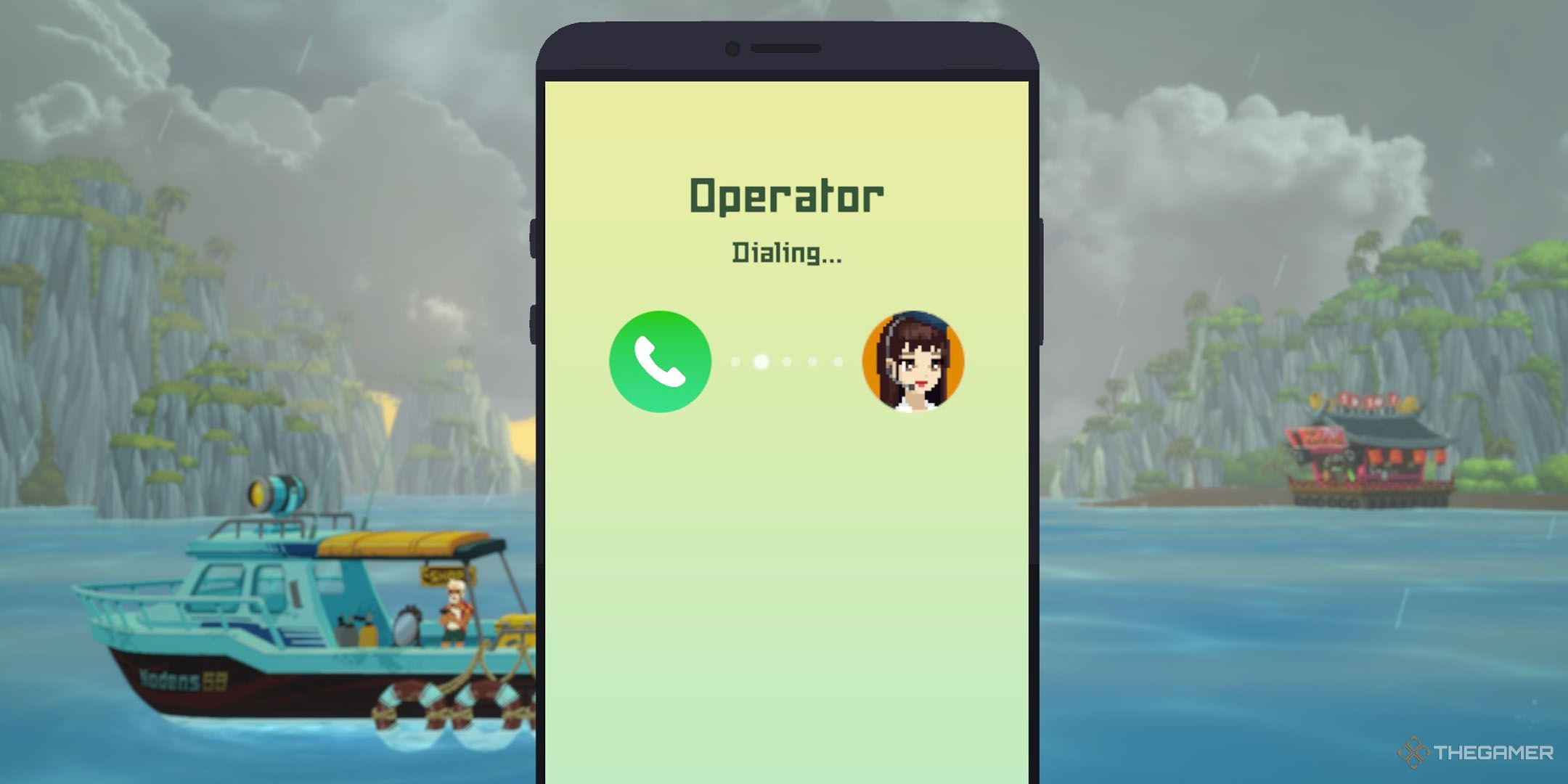 Calling the operator from the mobile phone in Dave the Diver.