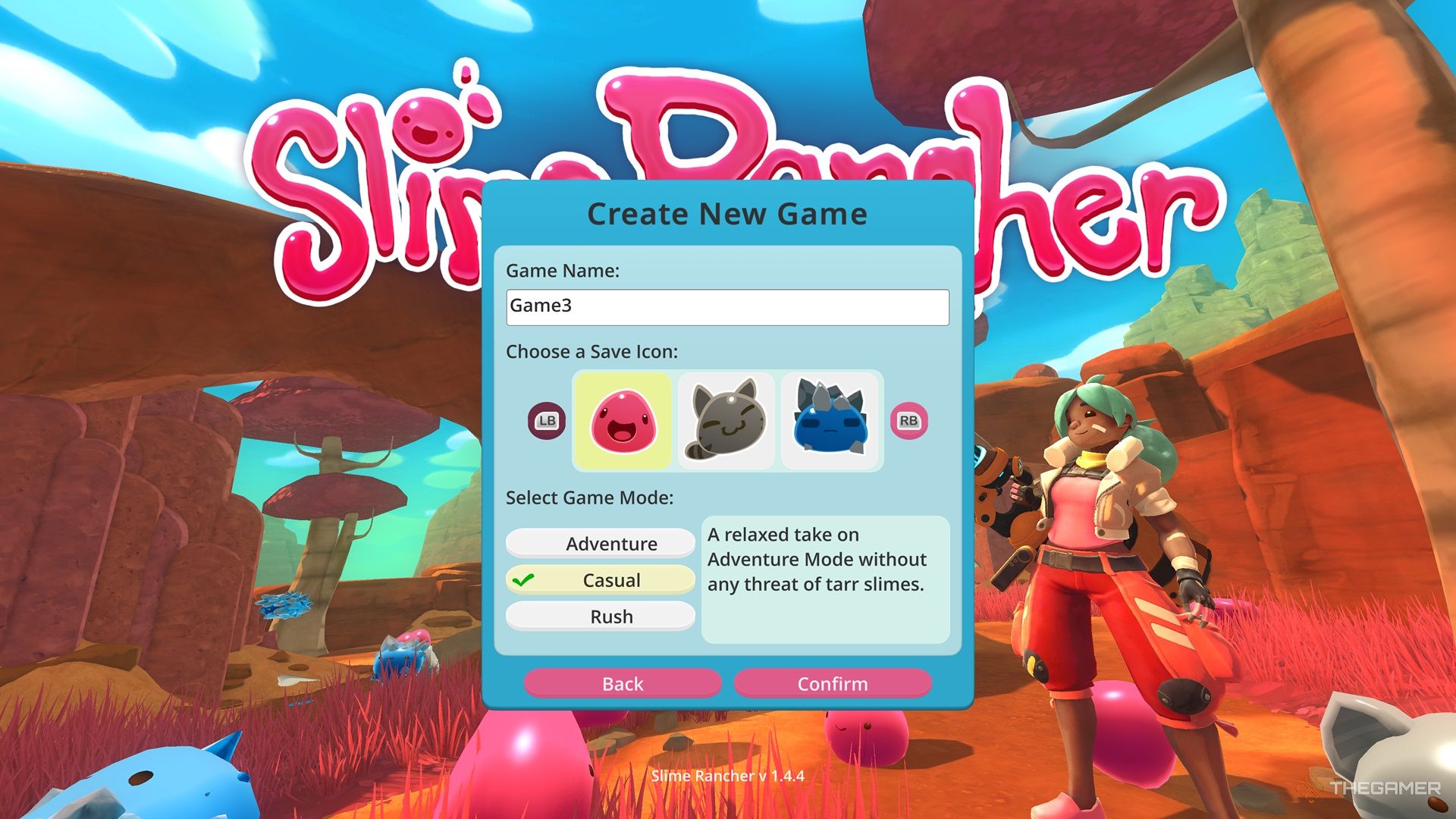 انتخاب حالت بازی در Slime Rancher.