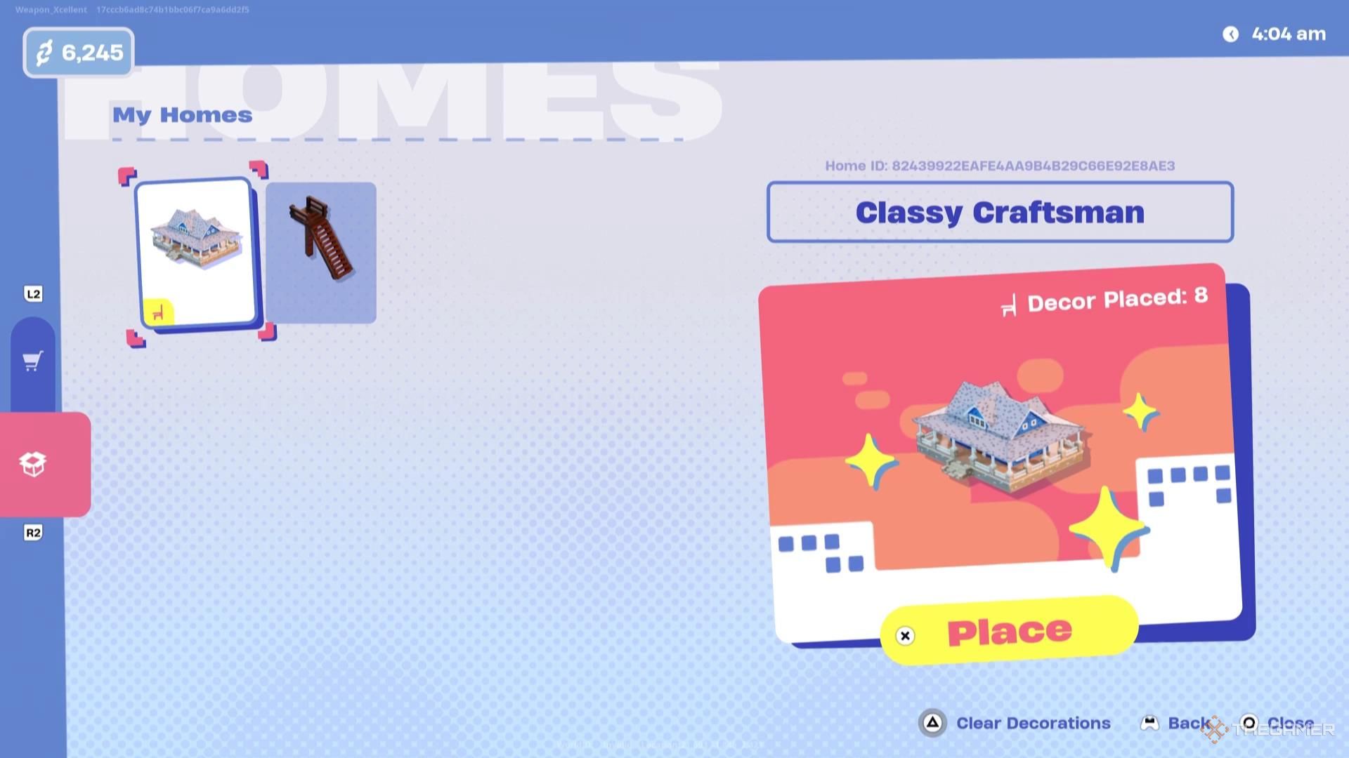 The Classy Craftsman house in the My Homes menu of Lego Fortnite Brick Life.