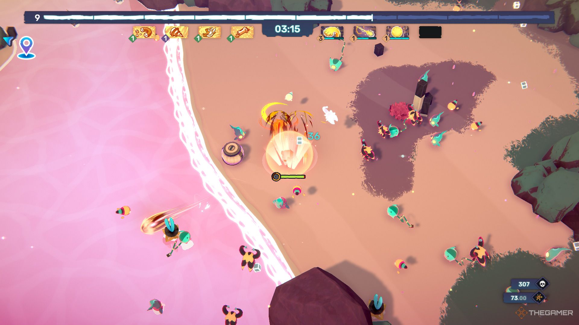 Collecting items in Temtem: Swarm.