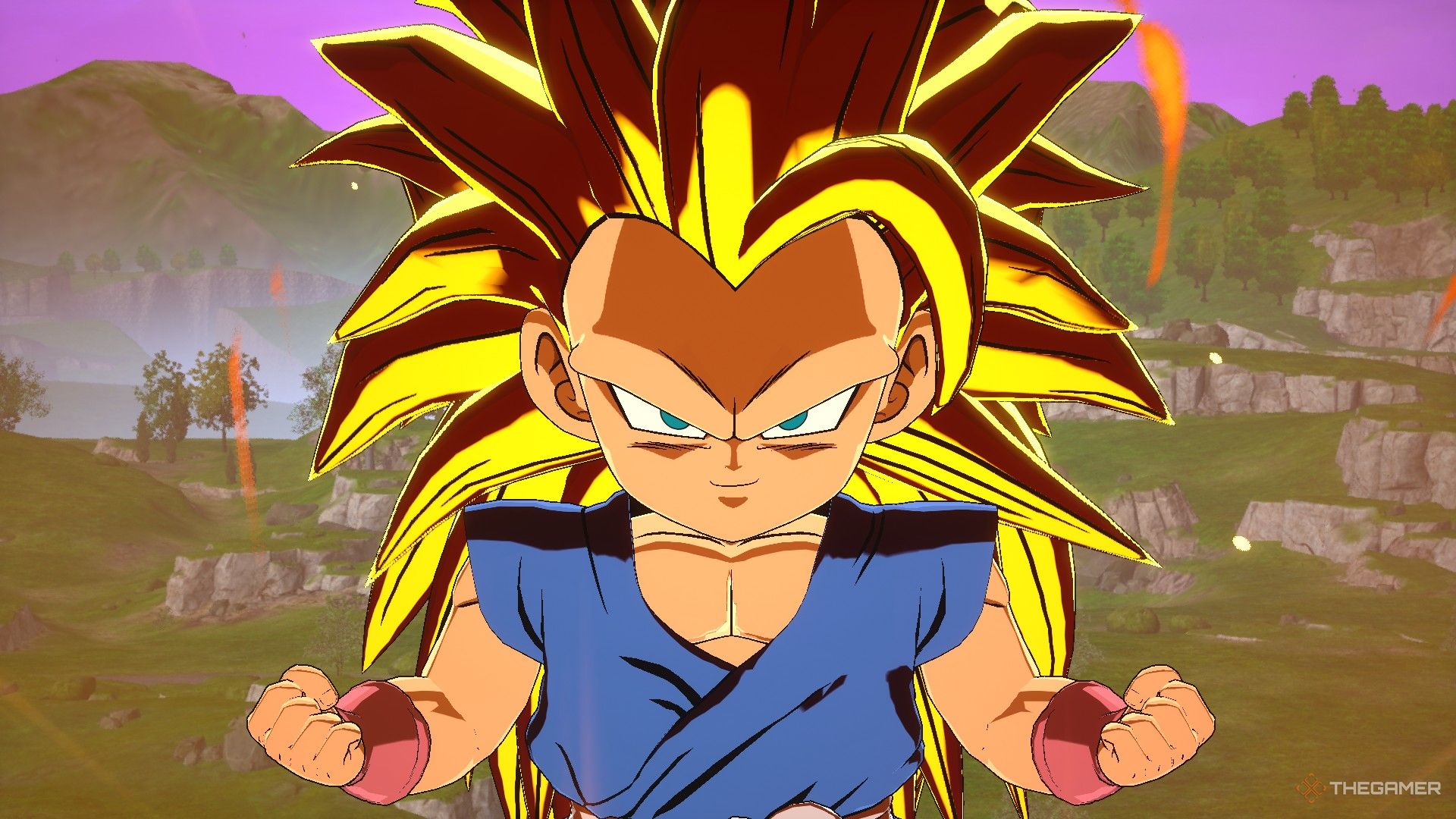 تصویر Dragon Ball Sparking Zero که گوکو را از GT در نقش Super Saiyan 3 نشان می دهد.
