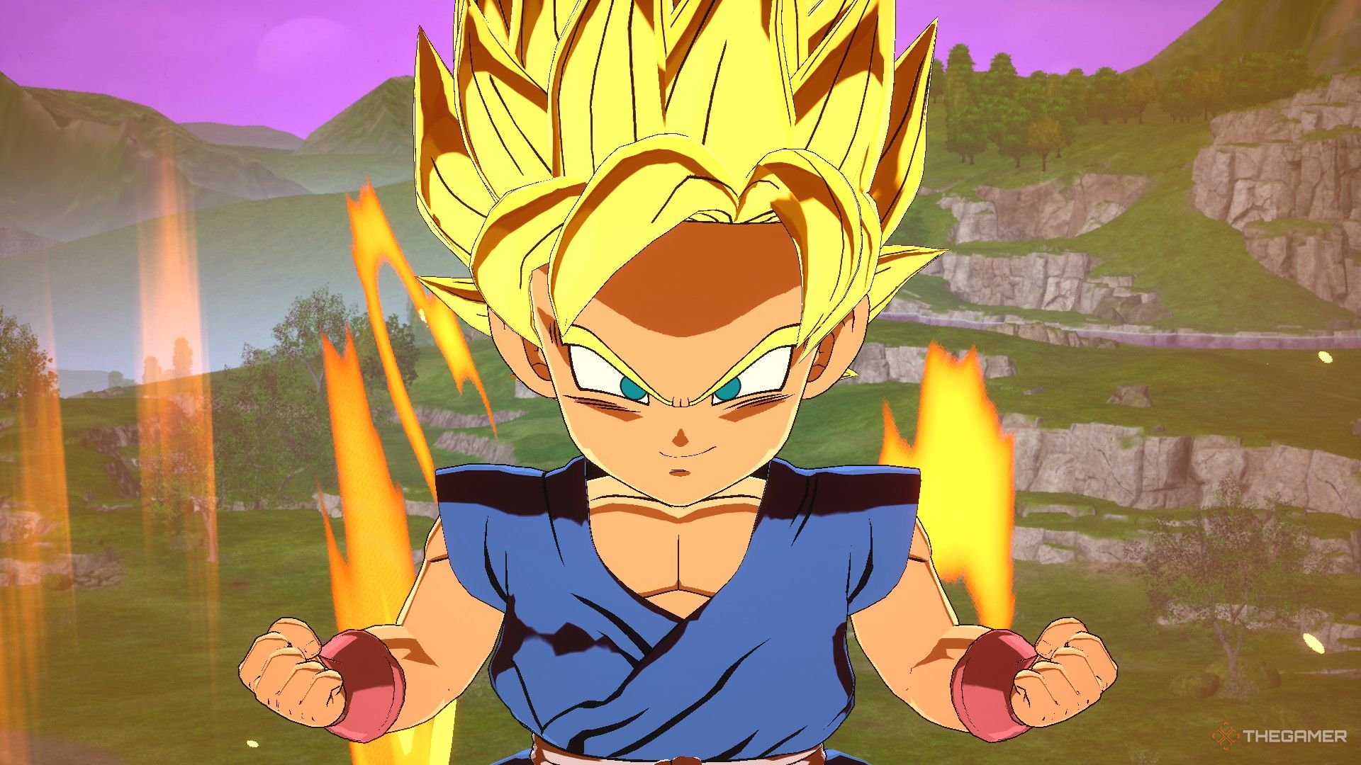 تصویر Dragon Ball Sparking Zero که گوکو را از GT به عنوان یک Super Saiyan نشان می دهد.