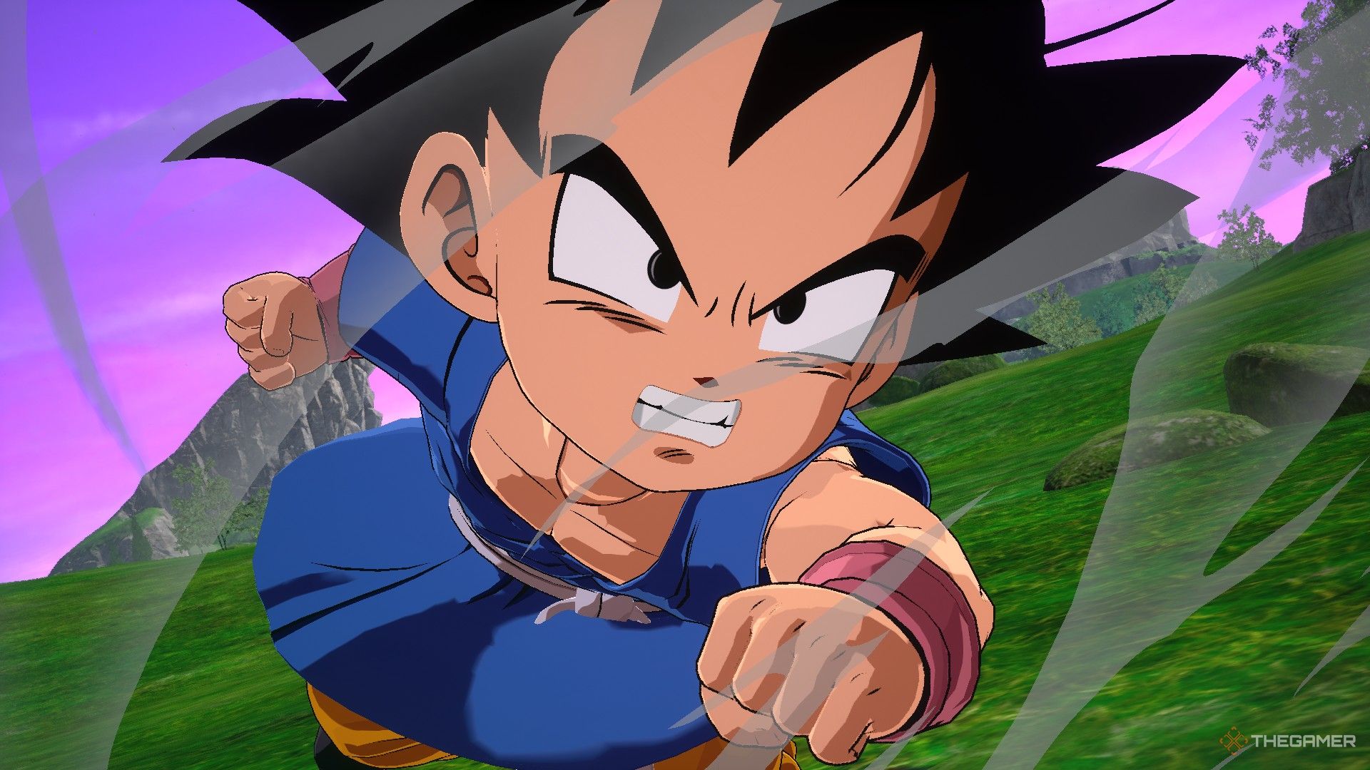 تصویر Dragon Ball Sparking Zero که گوکو را از GT نشان می دهد که با عجله به جلو می رود.