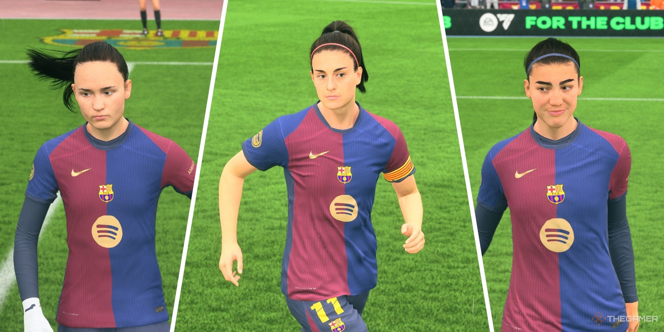 بهترین بازیکنان لیگ 1 در EA Sports FC 25 8 تصویری تقسیم شده از کارولینا هانسن، الکسیا پوتلاس و پاتری گیجارو در EA Sports FC 25.