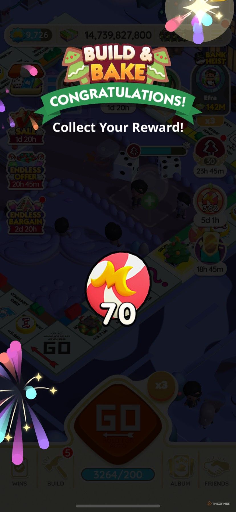 کسب 70 توکن شرکای شیرینی زنجفیلی رایگان در Build and Bake از Monopoly Go.