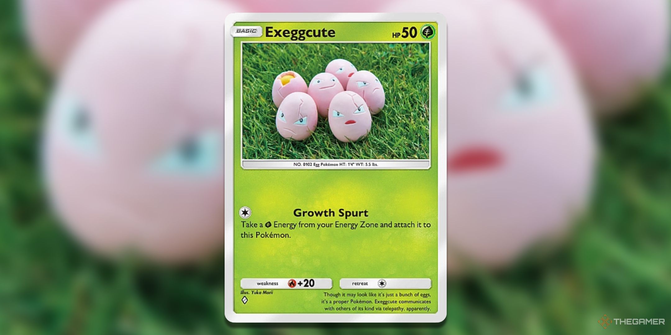 Exeggcute Mythical Island Pokemon TCG Pocket Card Art.